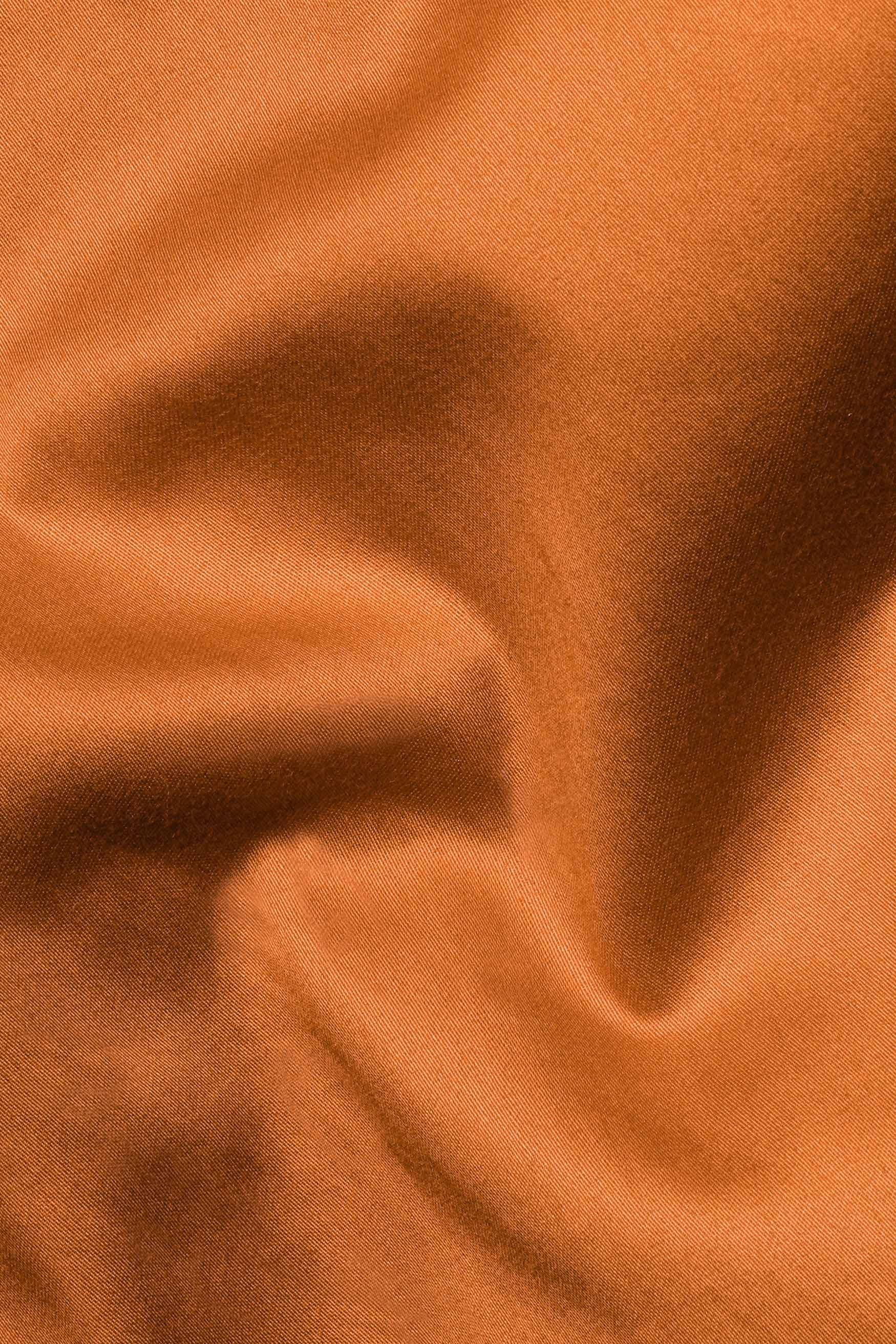 Raw Sienna Orange Subtle Sheen Super Soft Premium Cotton Mandarin Shirt