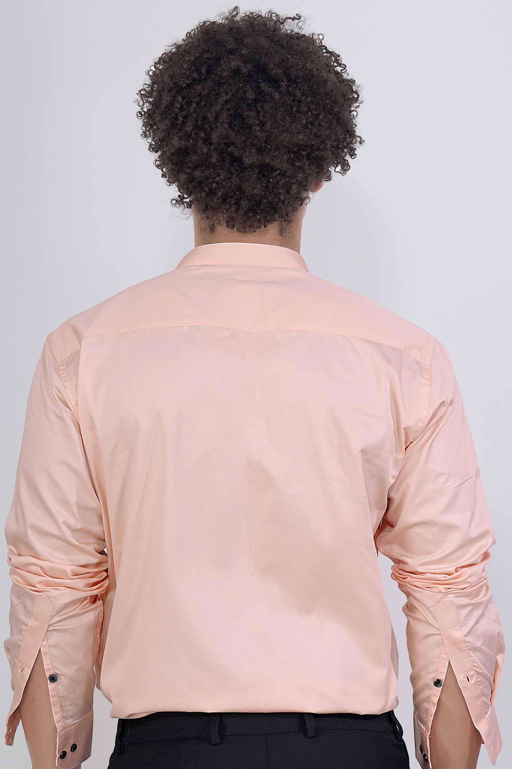 Oyster Pink Subtle Sheen Super Soft Premium Cotton Mandarin Shirt