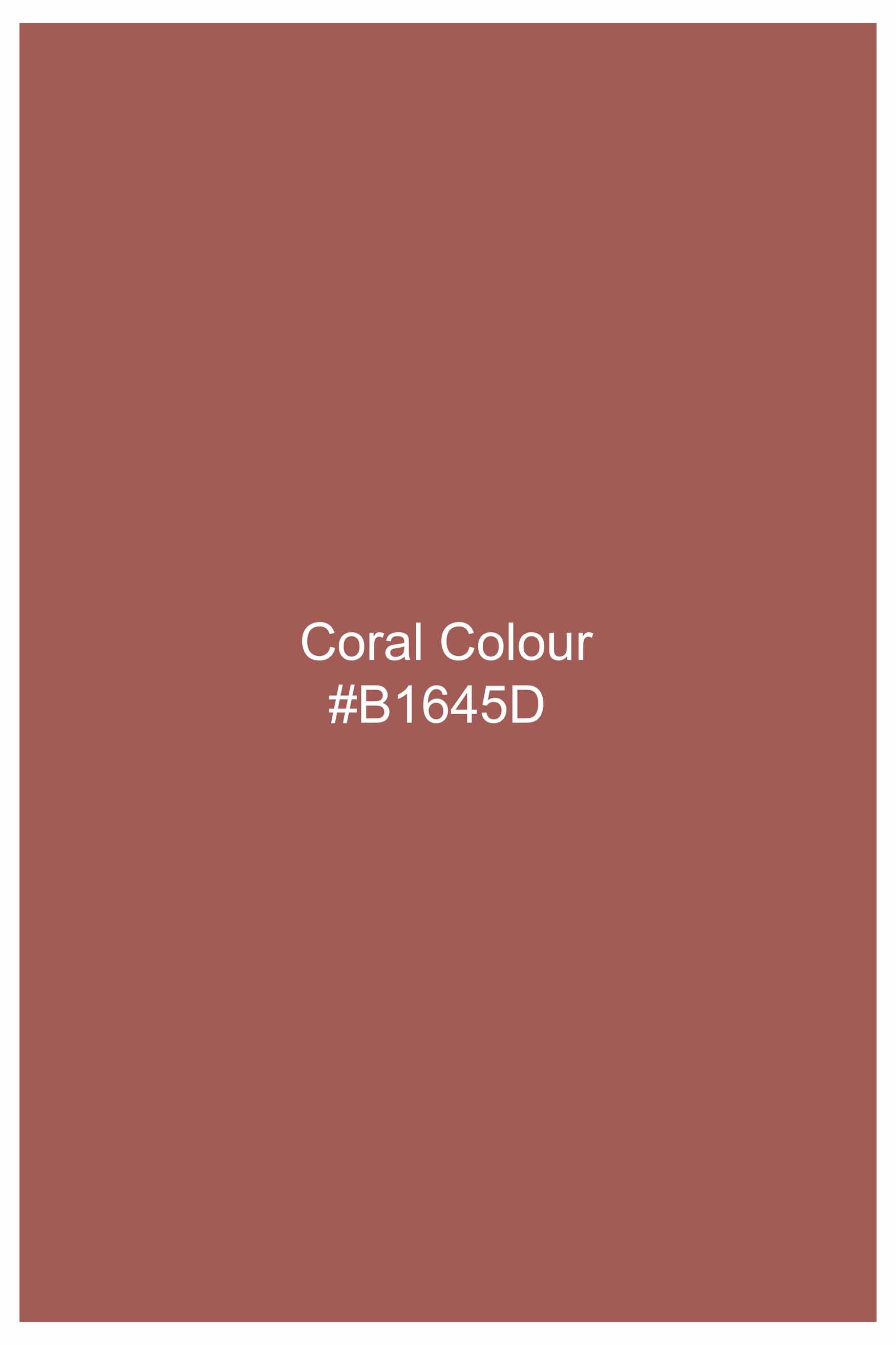Coral Pink Subtle Sheen Super Soft Premium Cotton Mandarin Shirt