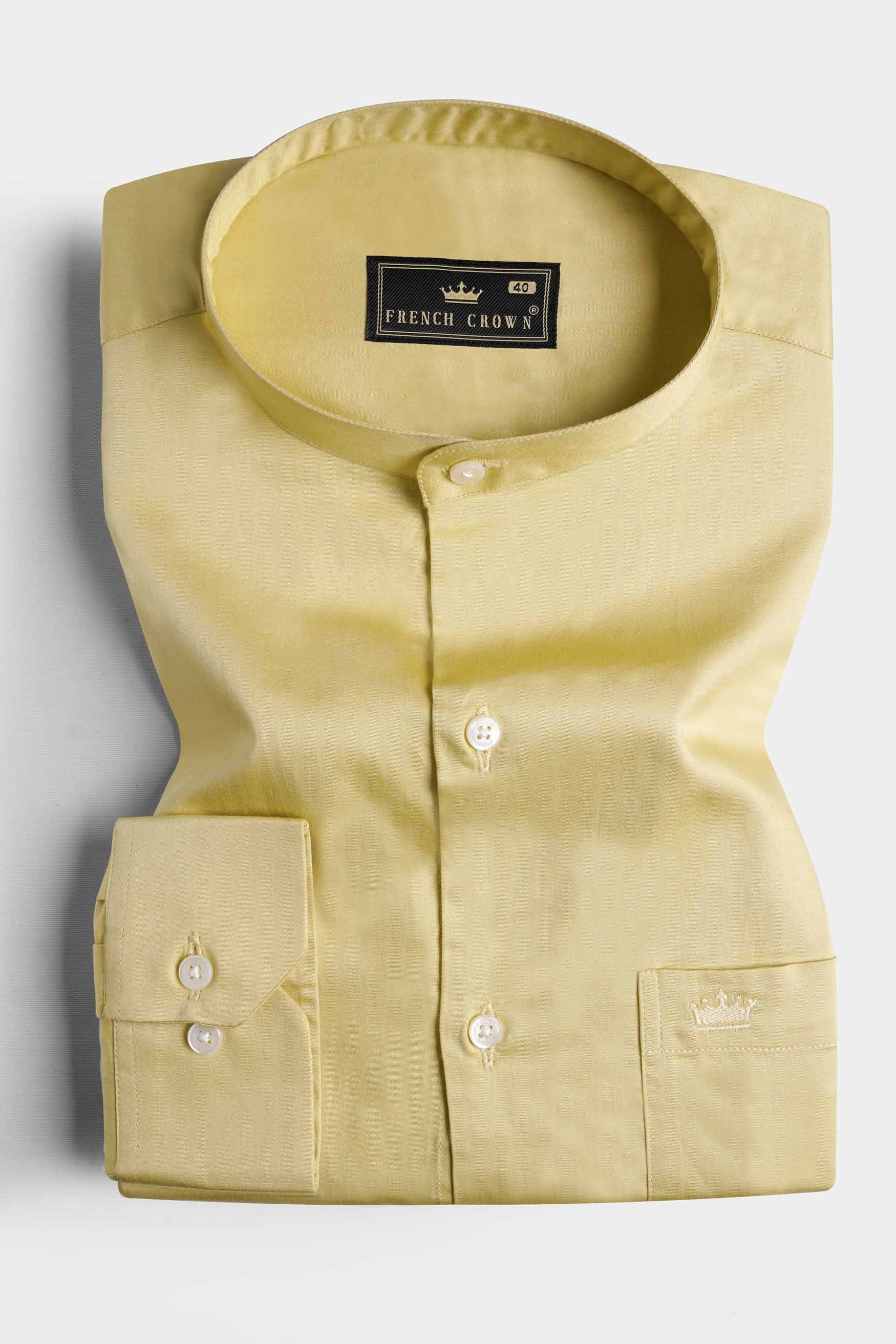 Fawn Brown Subtle Sheen Super Soft Premium Cotton Mandarin Shirt