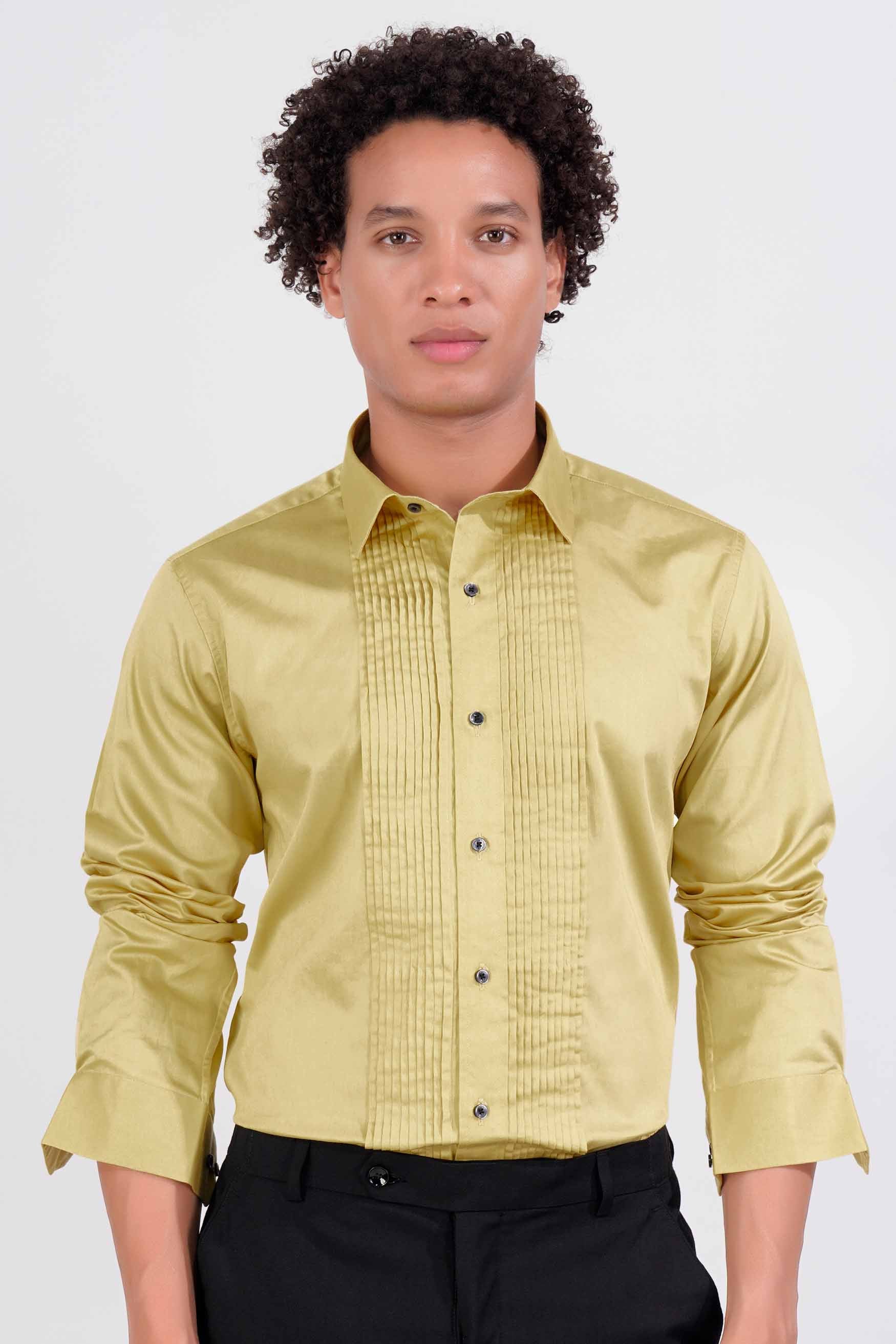 Fawn Brown Subtle Sheen Super Soft Premium Cotton Tuxedo Shirt