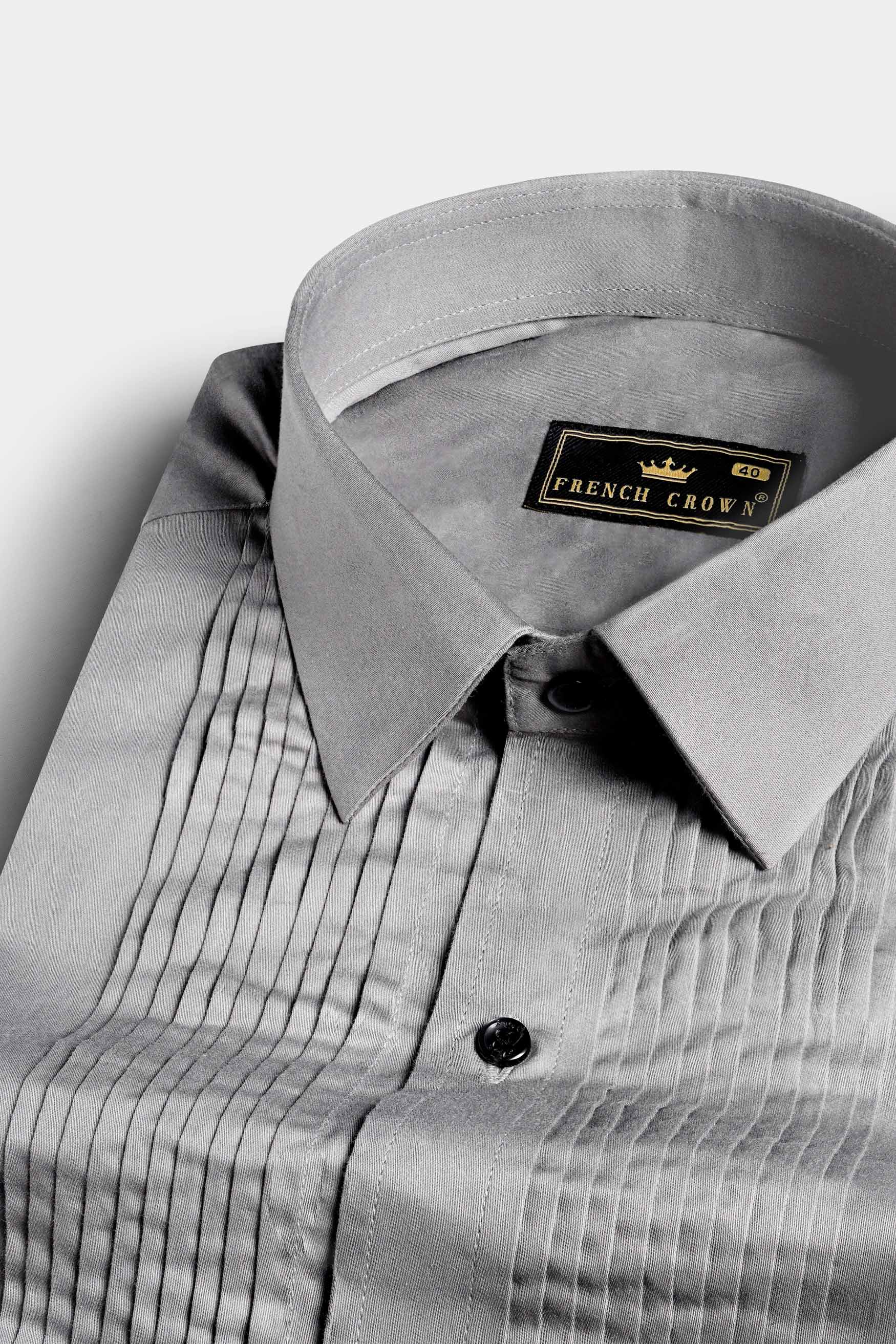 Chalice Gray Subtle Sheen Super Soft Premium Cotton Tuxedo Shirt