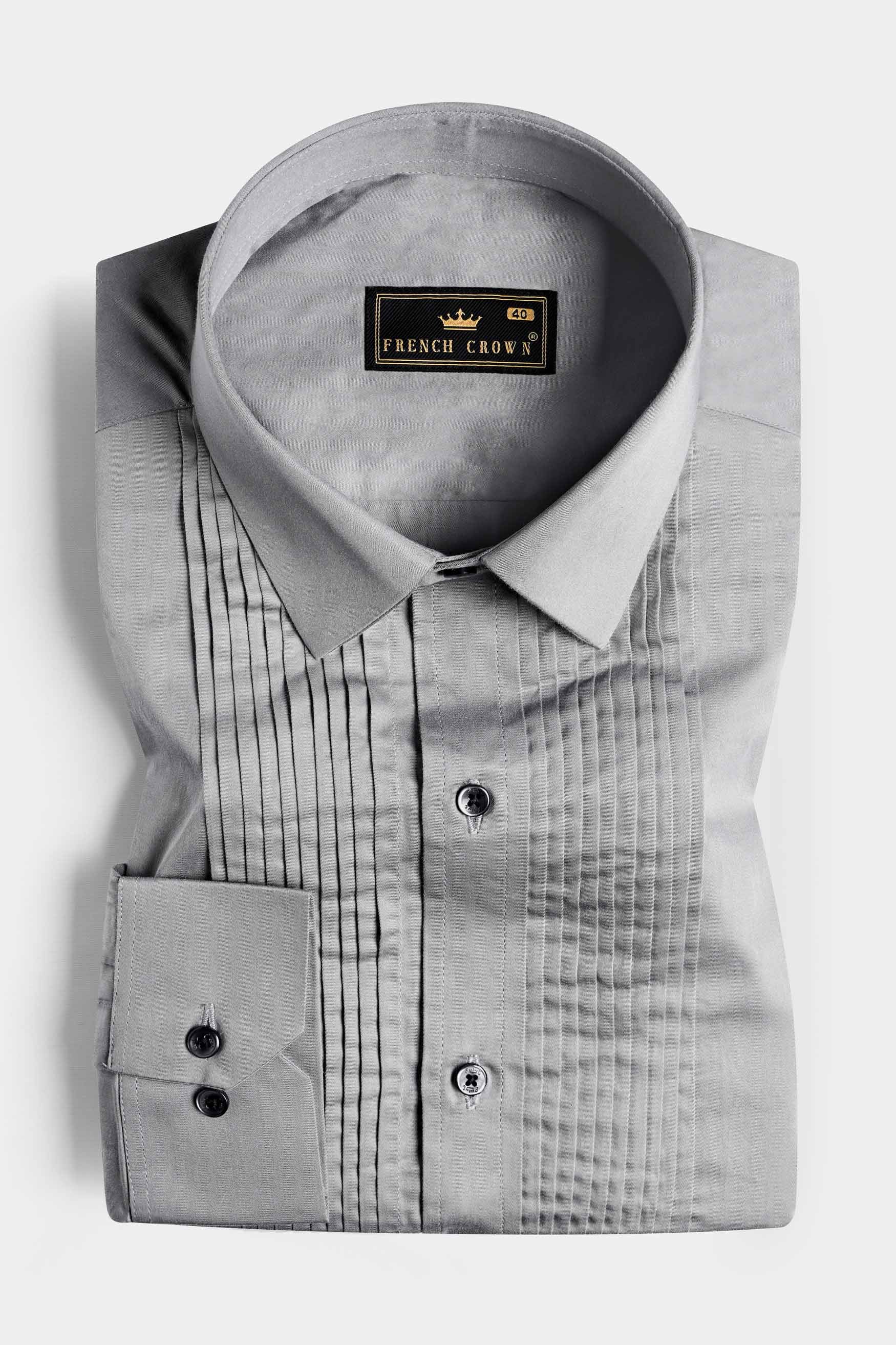 Chalice Gray Subtle Sheen Super Soft Premium Cotton Tuxedo Shirt