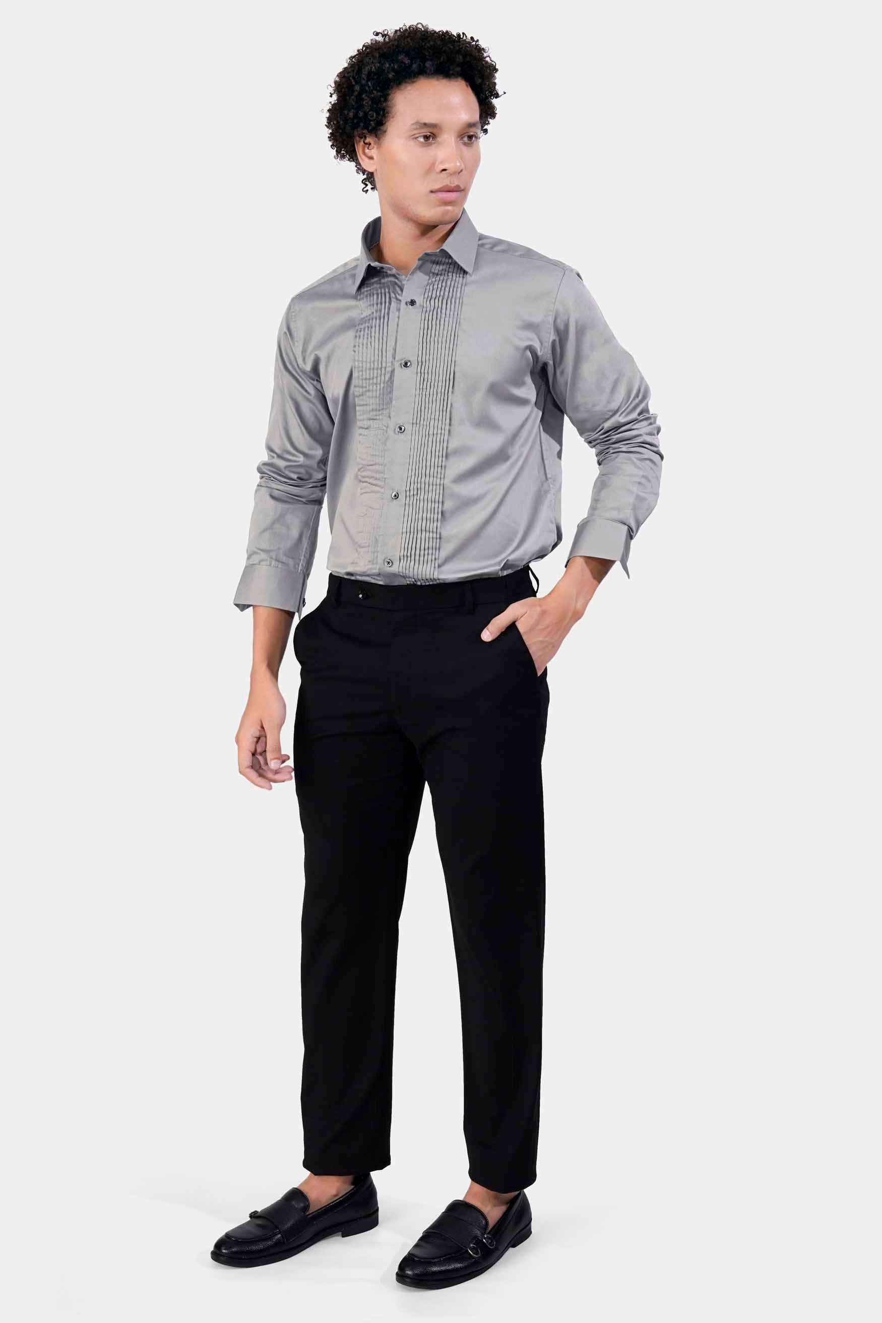 Chalice Gray Subtle Sheen Super Soft Premium Cotton Tuxedo Shirt