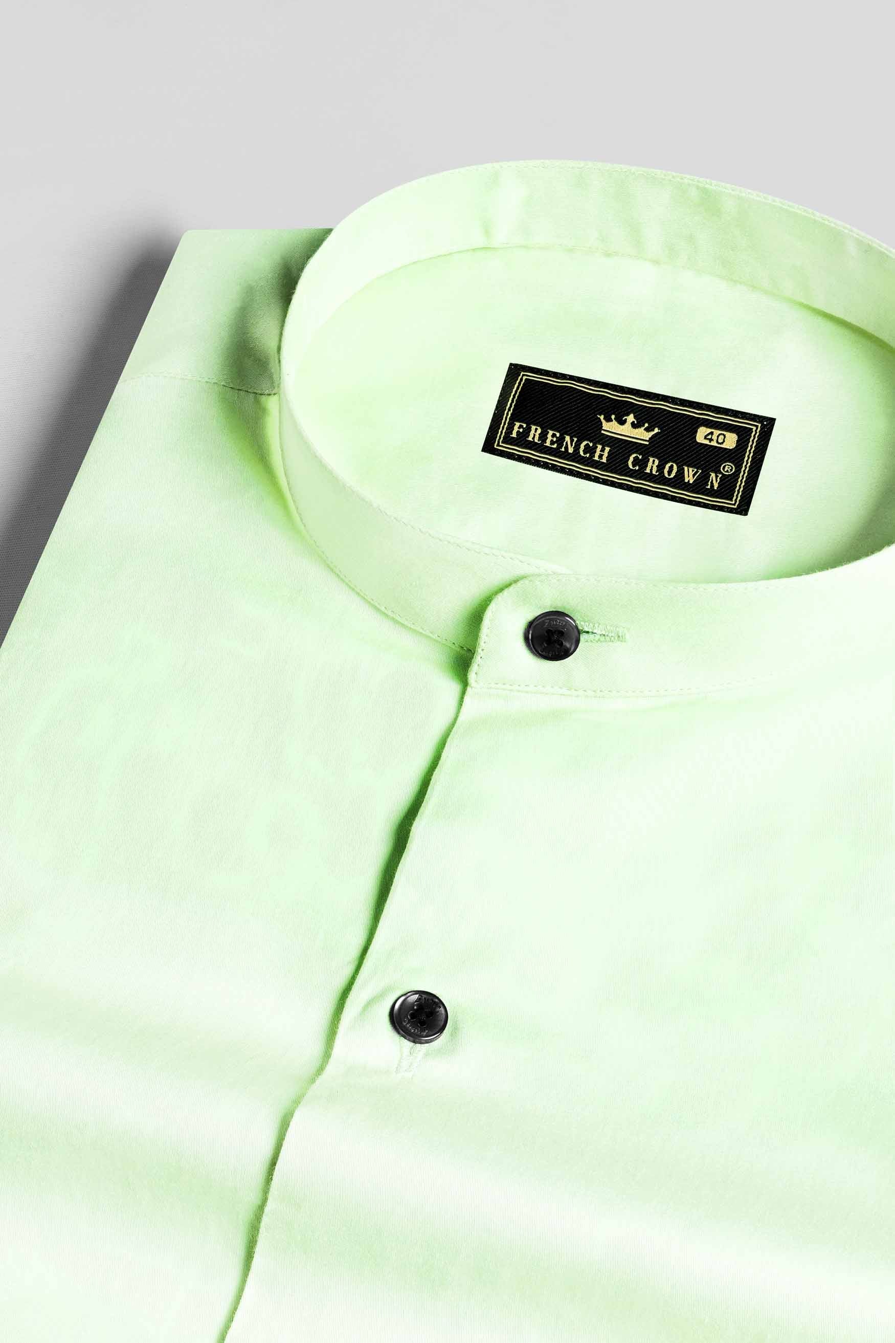 Sage Green Subtle Sheen Super Soft Premium Cotton Mandarin Shirt