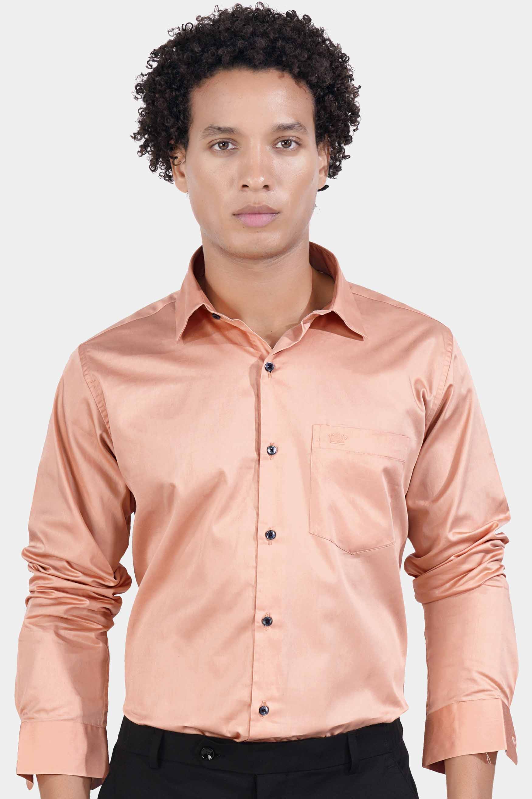 Melon Peach Subtle Sheen Super Soft Premium Cotton Shirt