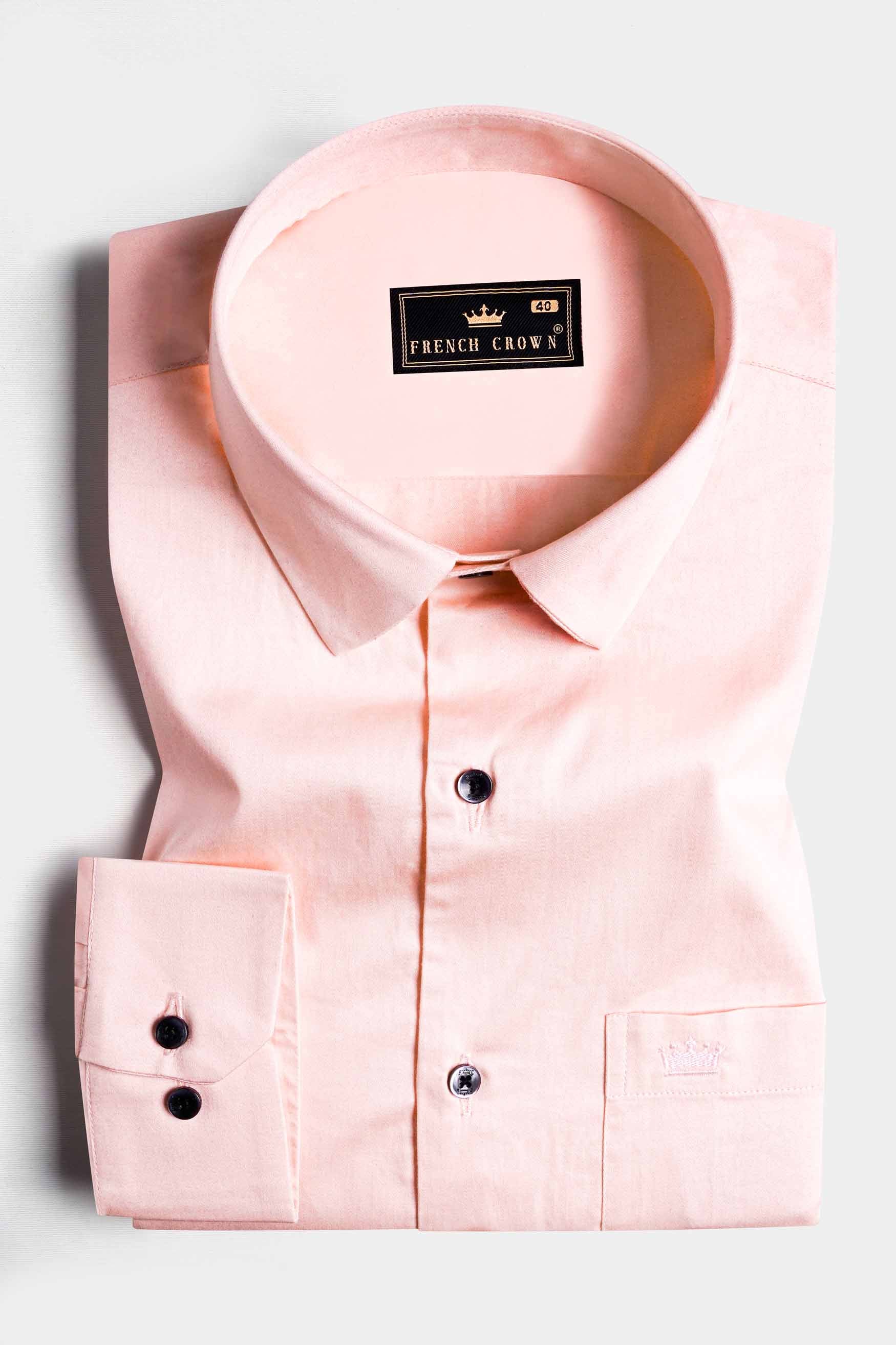 Crepe Peach Subtle Sheen Super Soft Premium Cotton Shirt