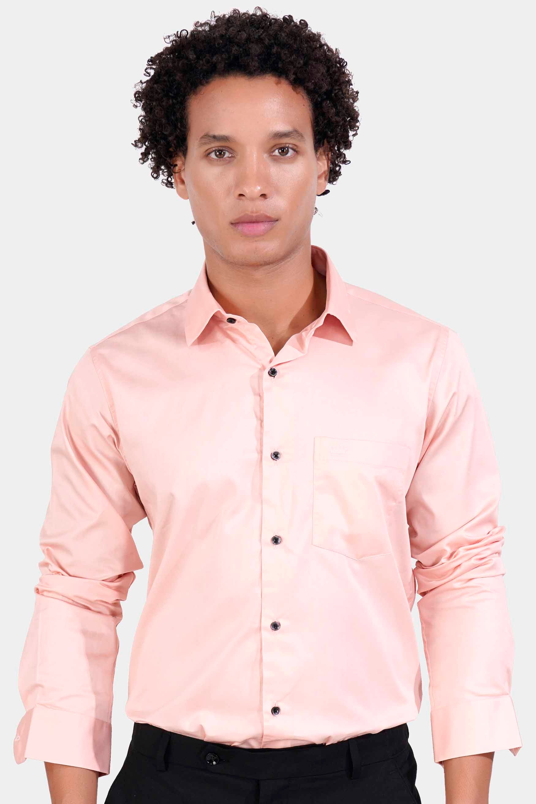 Crepe Peach Subtle Sheen Super Soft Premium Cotton Shirt