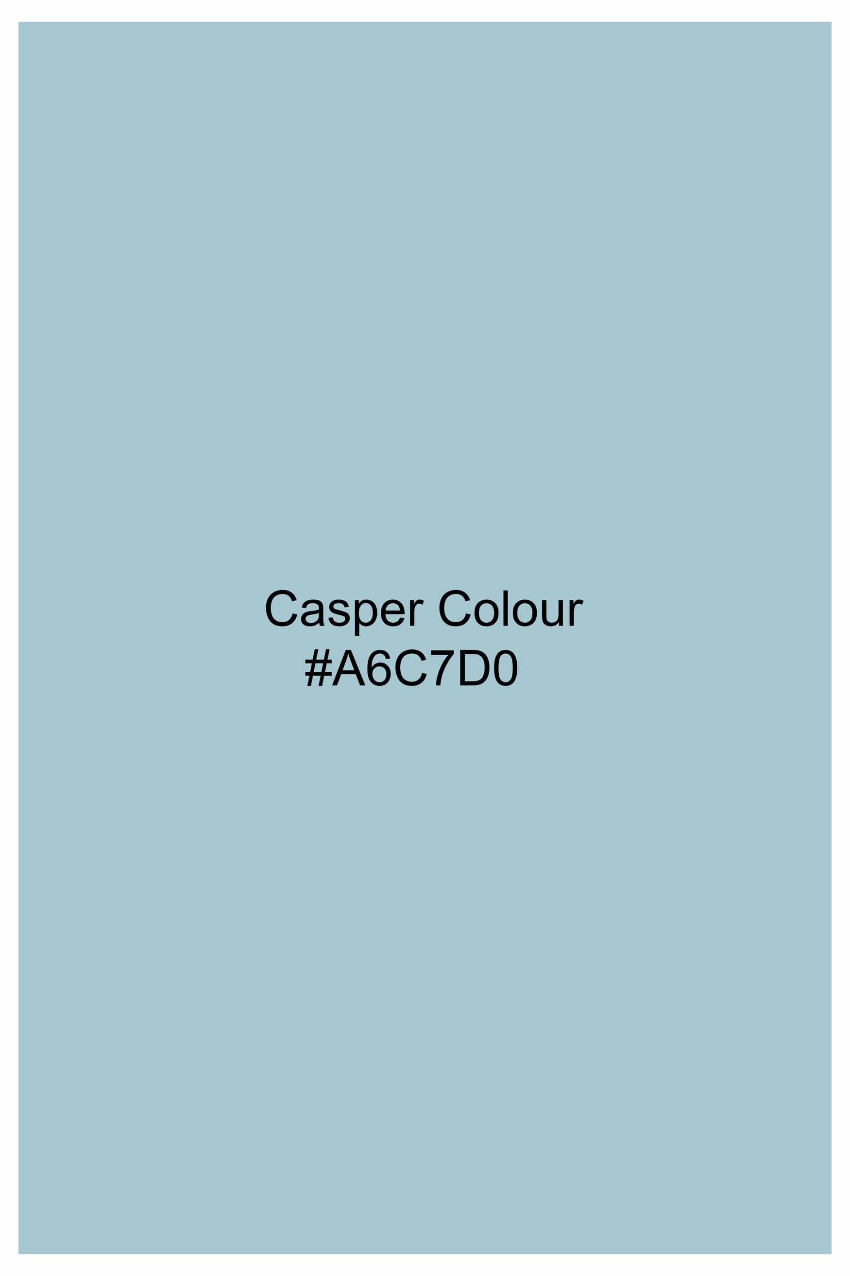Casper Blue Subtle Sheen Super Soft Premium Cotton Mandarin Shirt