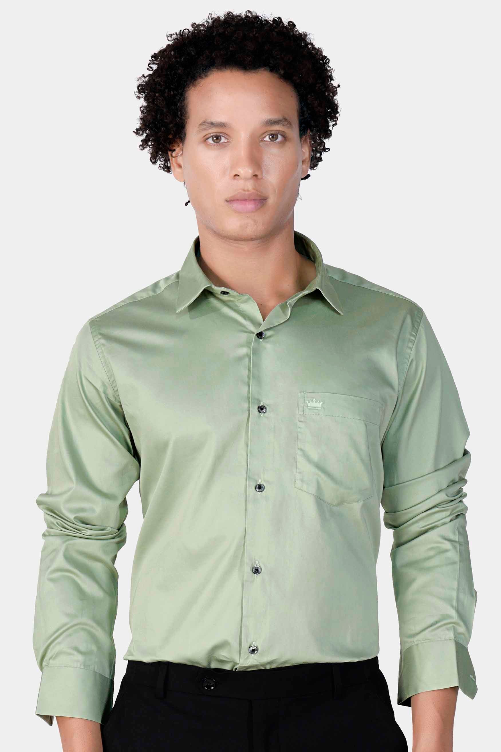 Laurel Green Subtle Sheen Super Soft Premium Cotton Shirt
