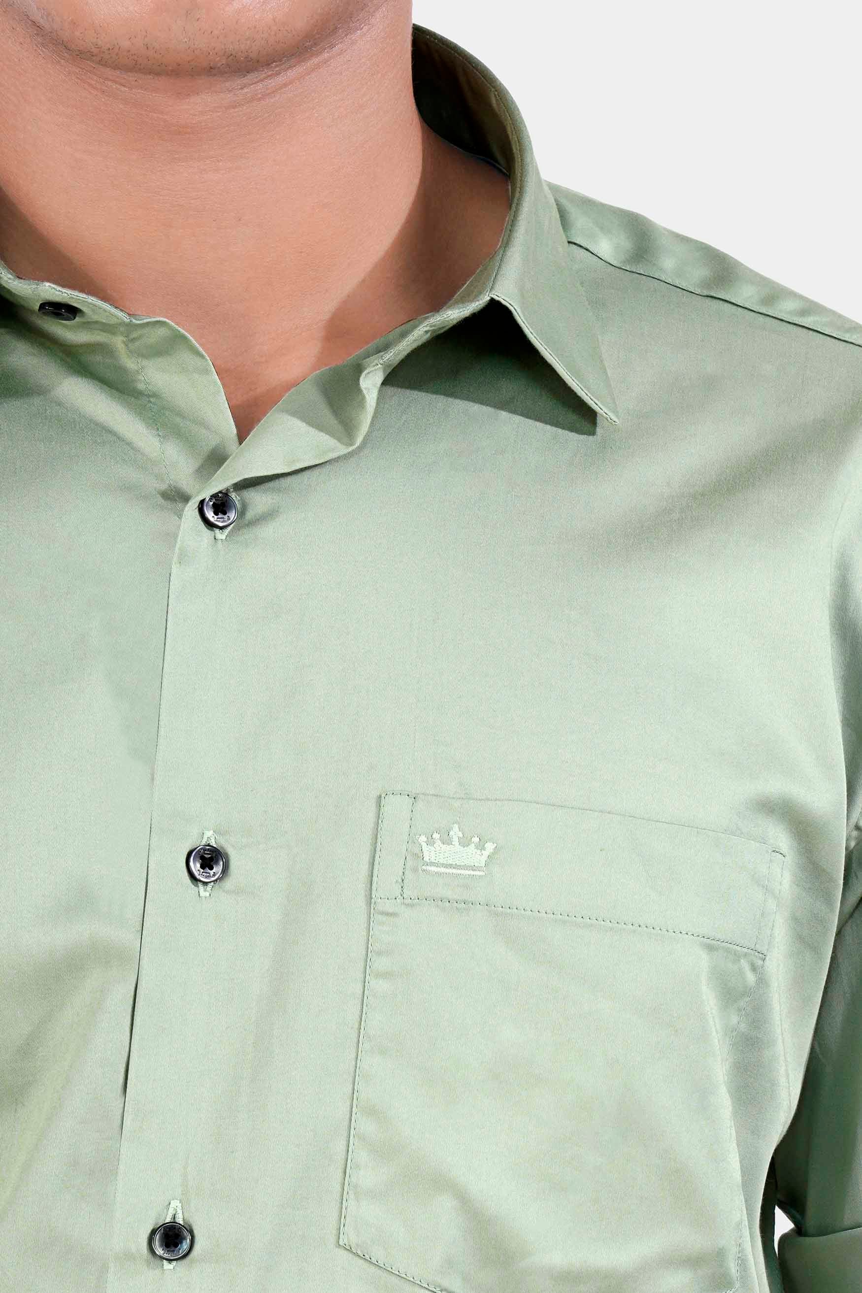 Laurel Green Subtle Sheen Super Soft Premium Cotton Shirt