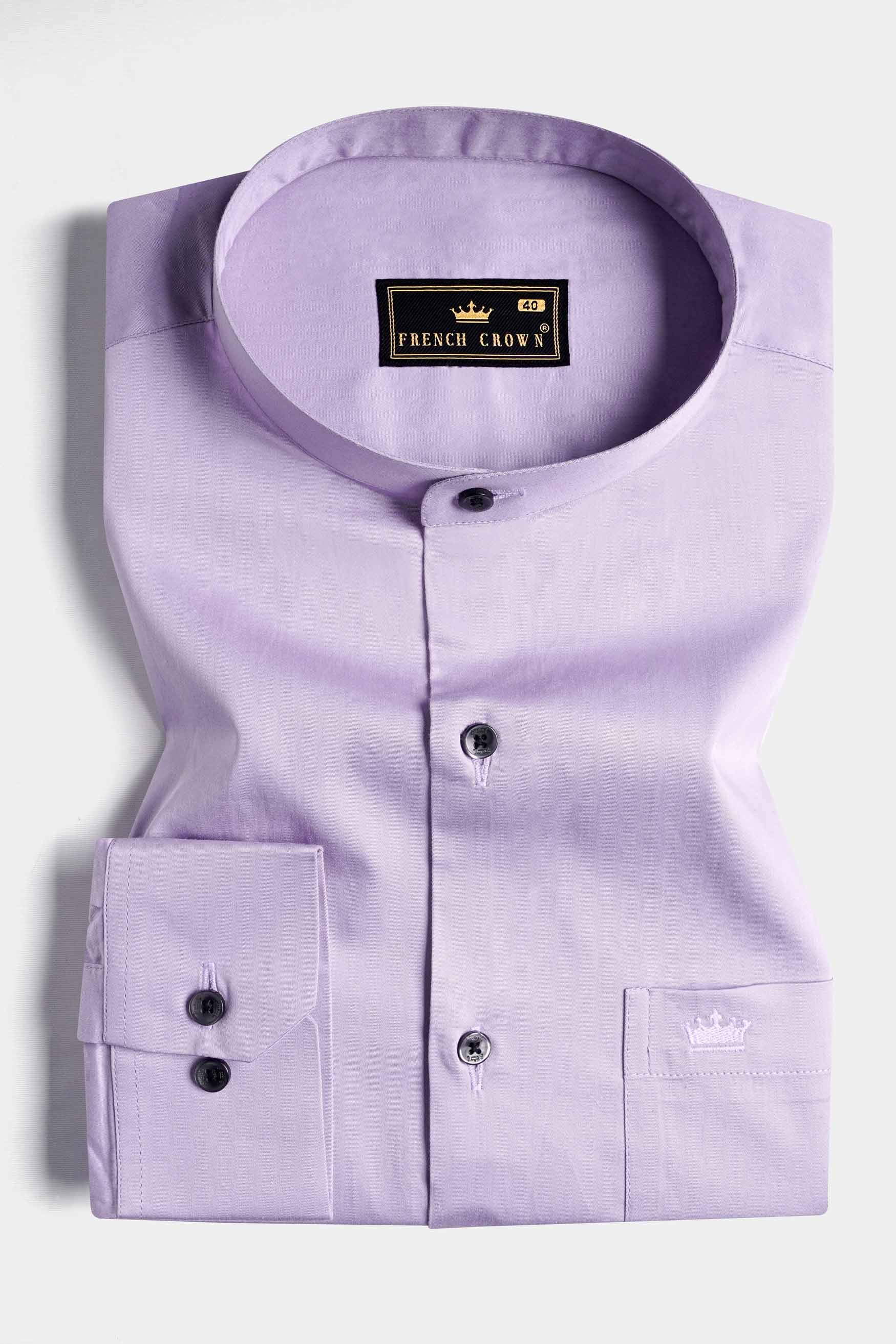 Thistle Purple Subtle Sheen Super Soft Premium Cotton Mandarin Shirt