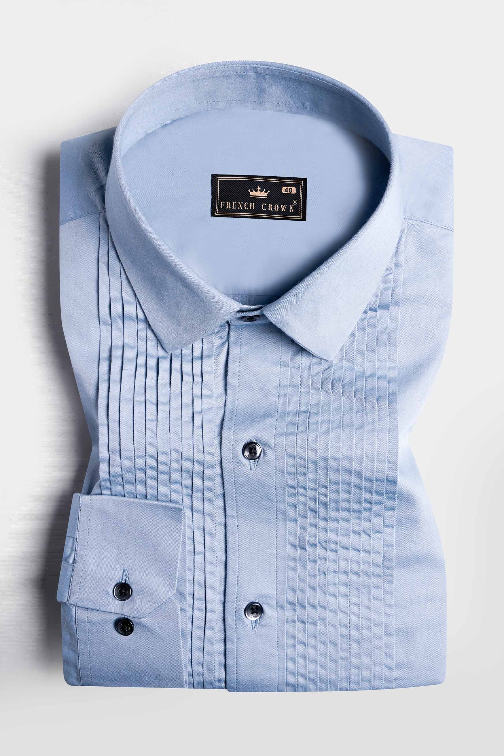 Periwinkle Blue Subtle Sheen Super Soft Premium Cotton Tuxedo Shirt