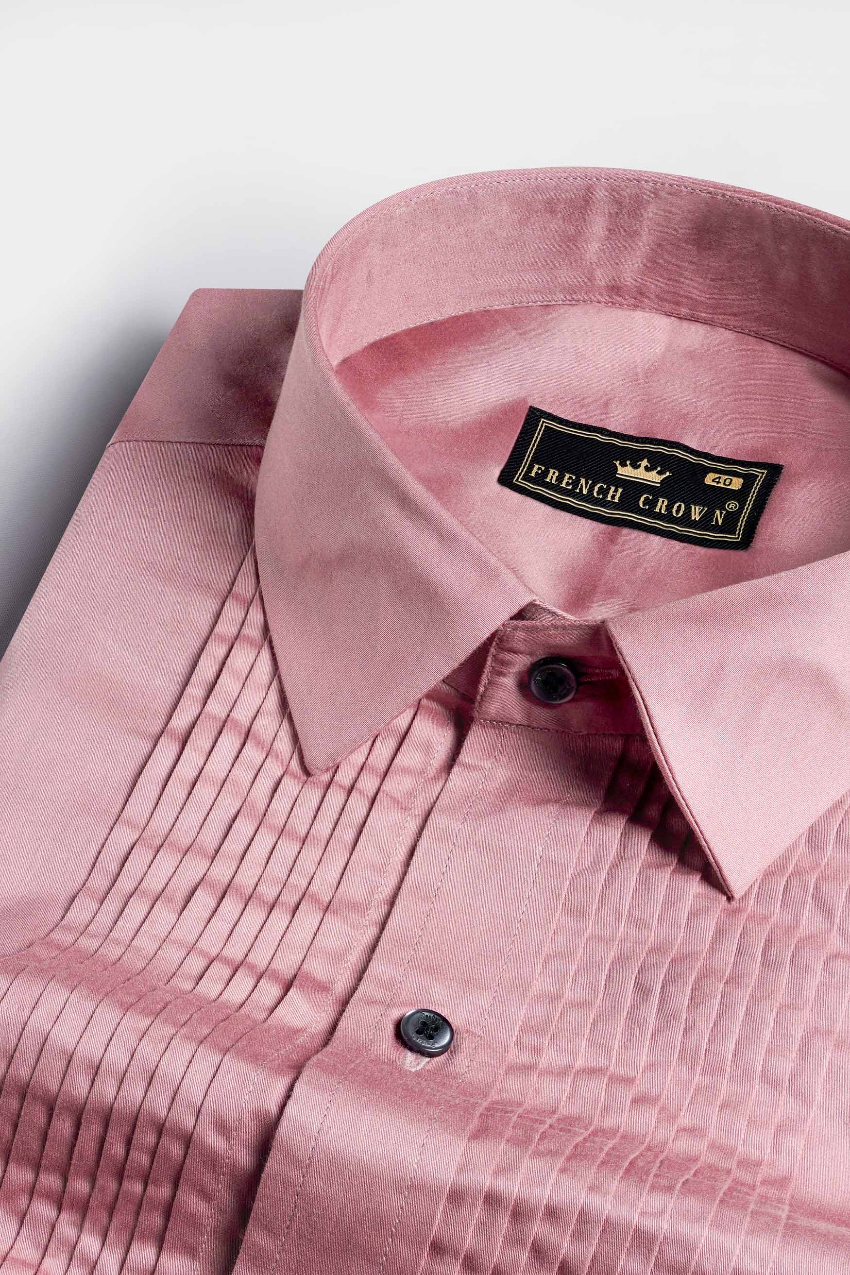 Shilo Pink Subtle Sheen Super Soft Premium Cotton Tuxedo Shirt