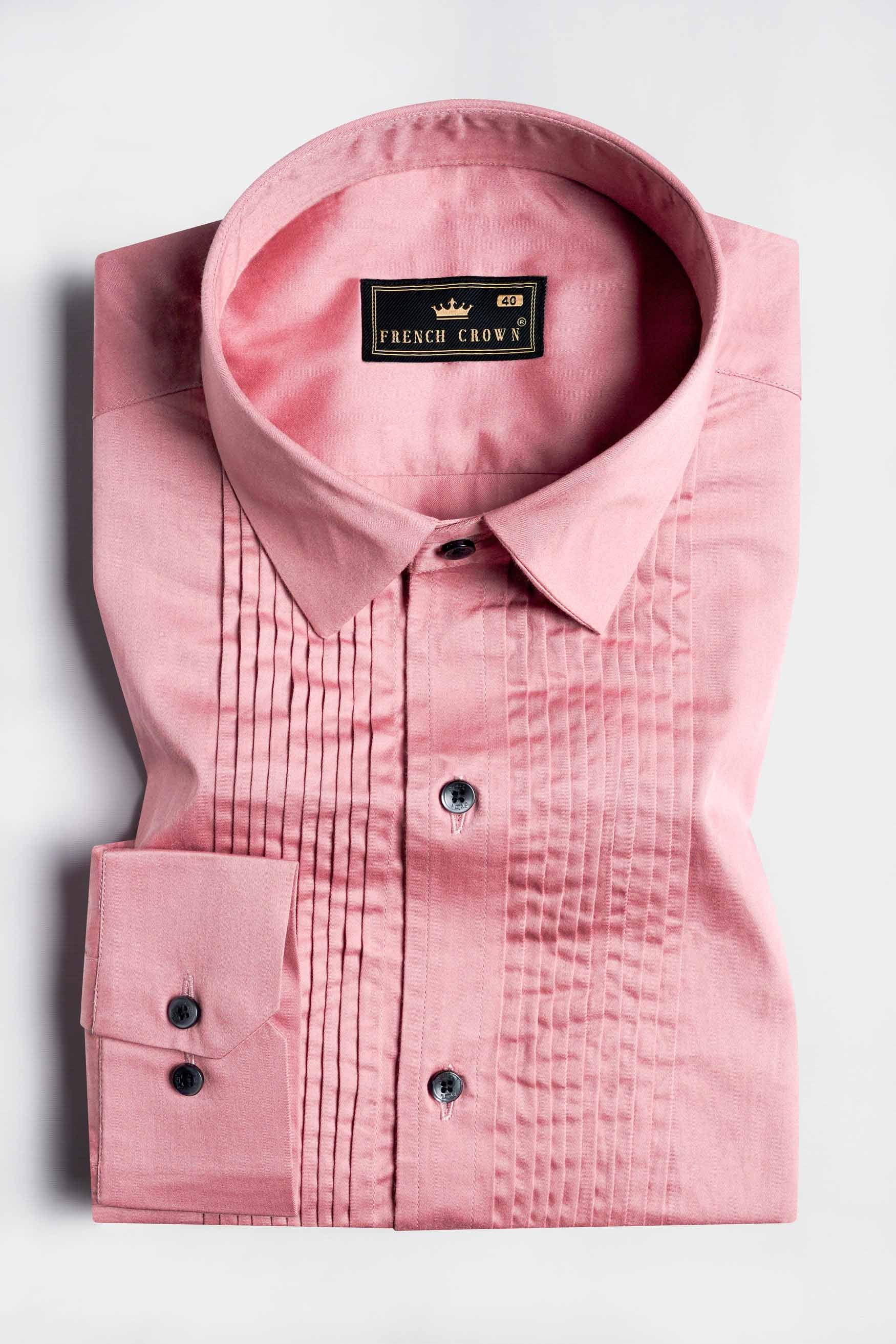 Shilo Pink Subtle Sheen Super Soft Premium Cotton Tuxedo Shirt