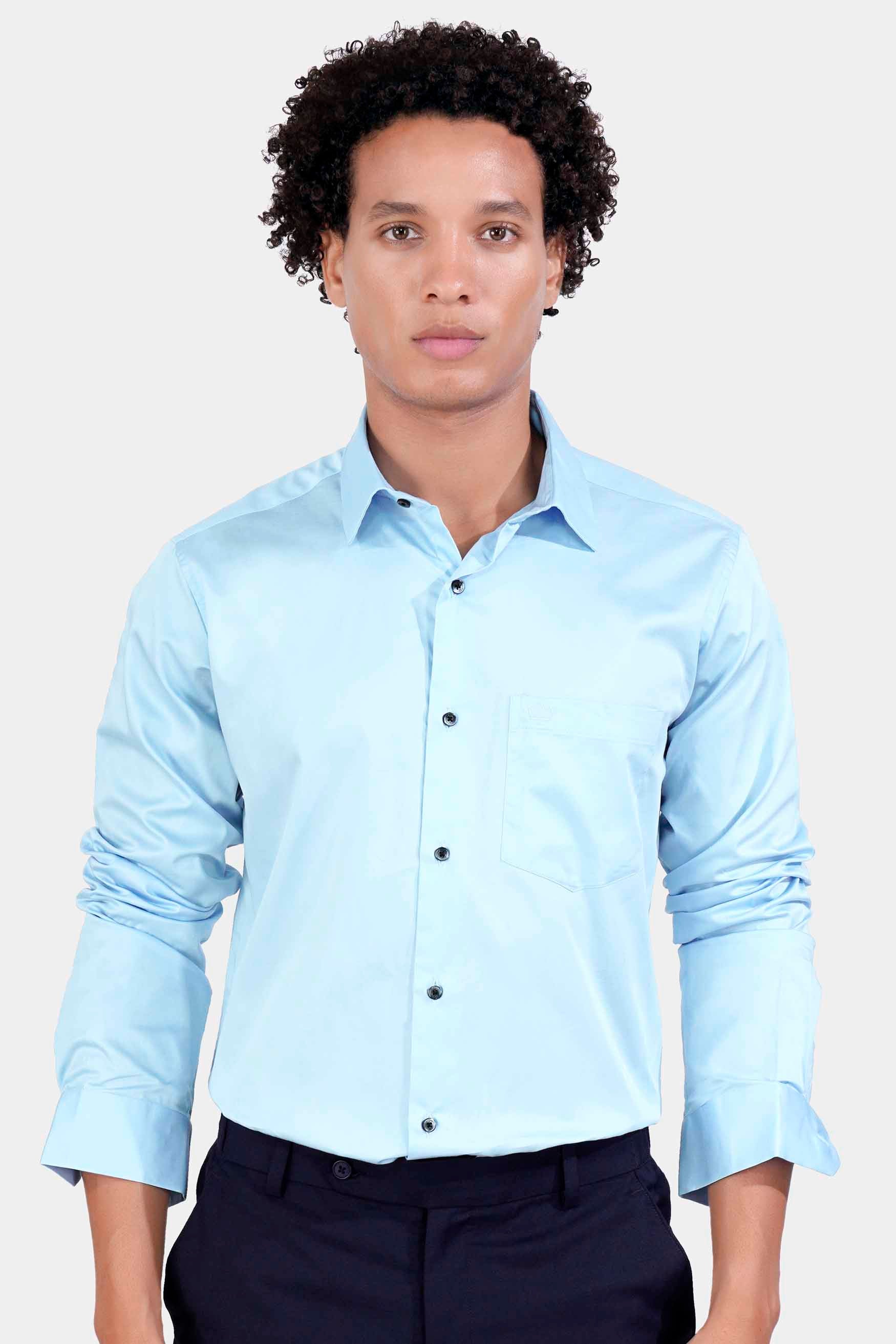 Onahau Blue Subtle Sheen Super Soft Premium Cotton Shirt
