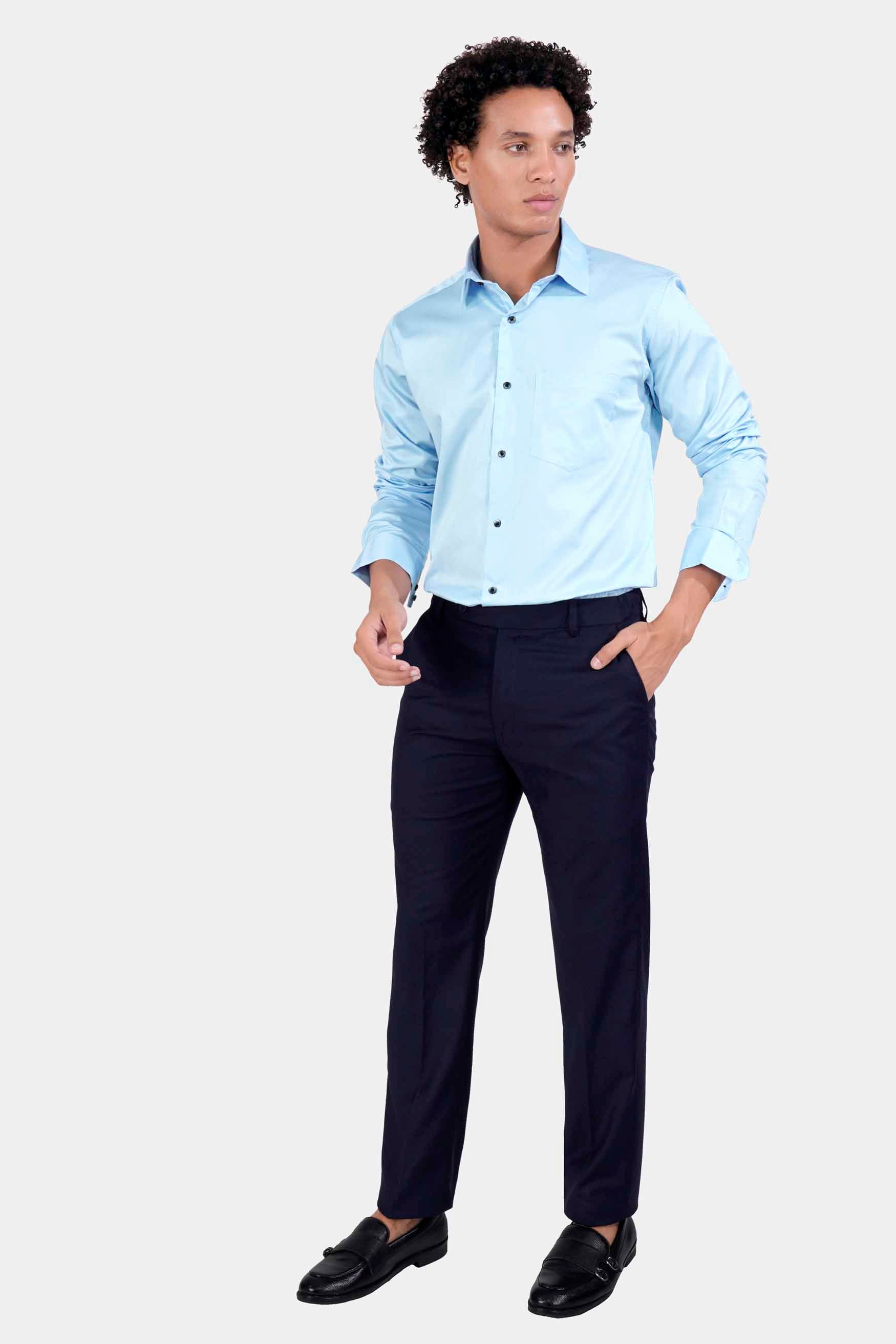 Onahau Blue Subtle Sheen Super Soft Premium Cotton Shirt