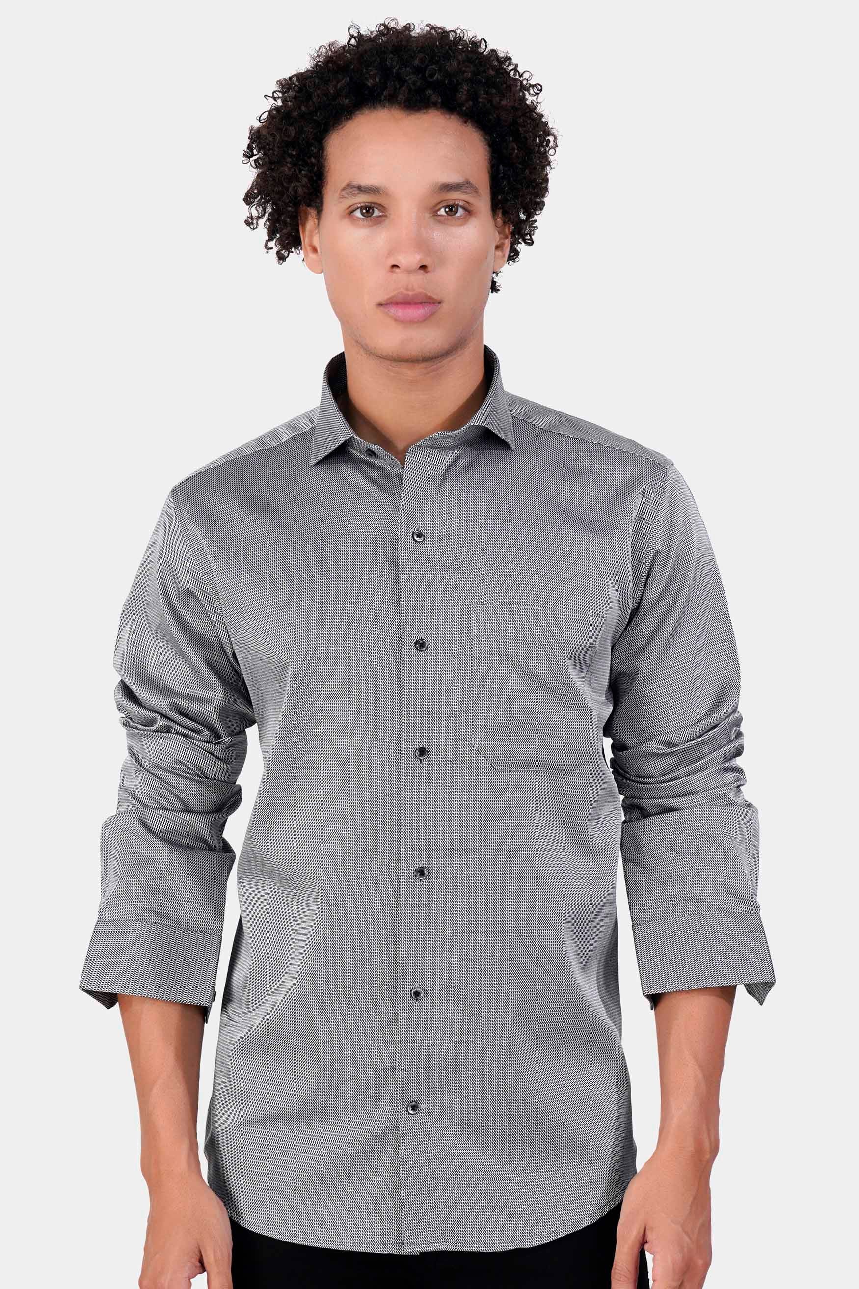 Oslo Gray Dobby Textured Premium Giza Cotton Shirt