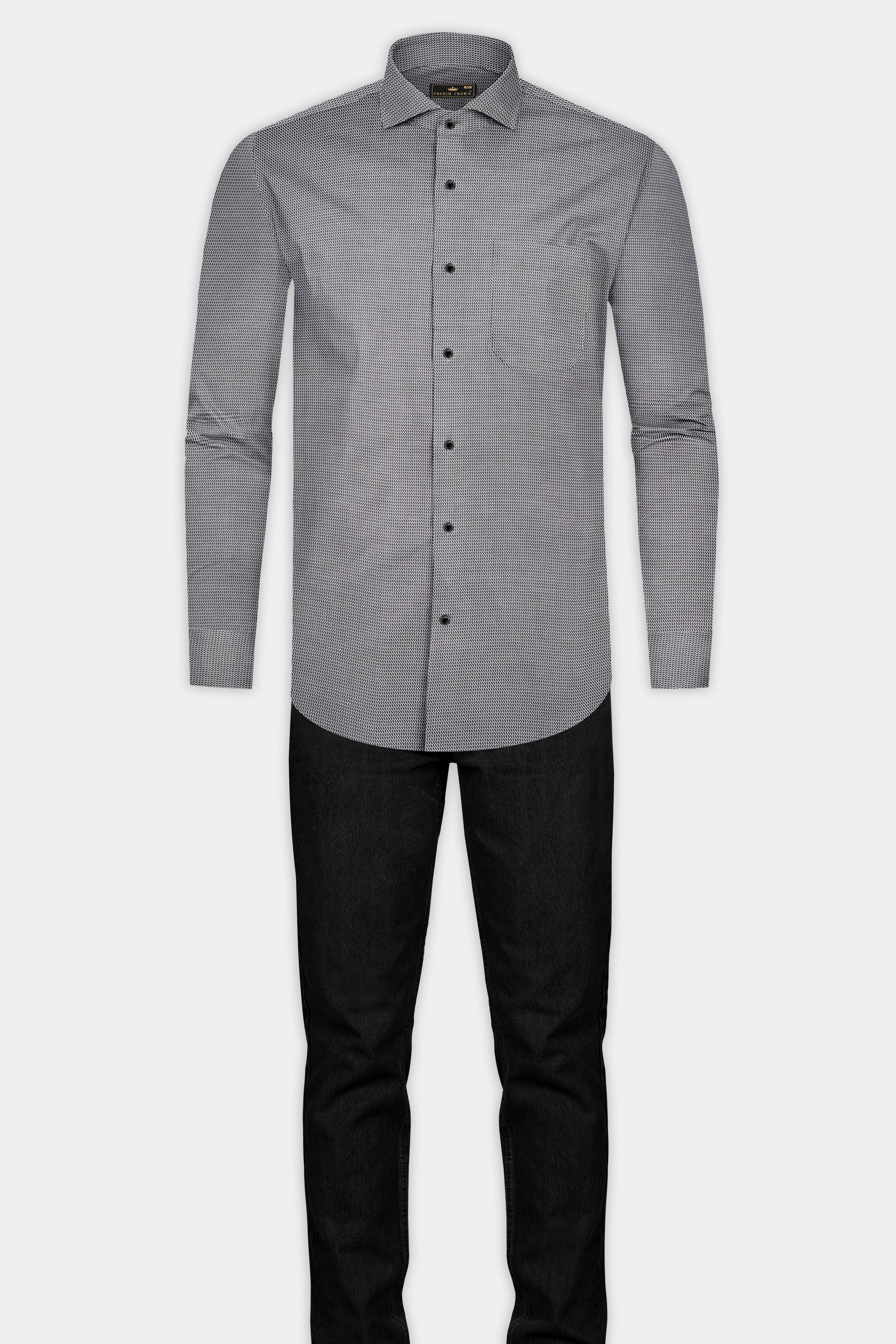 Oslo Gray Dobby Textured Premium Giza Cotton Shirt