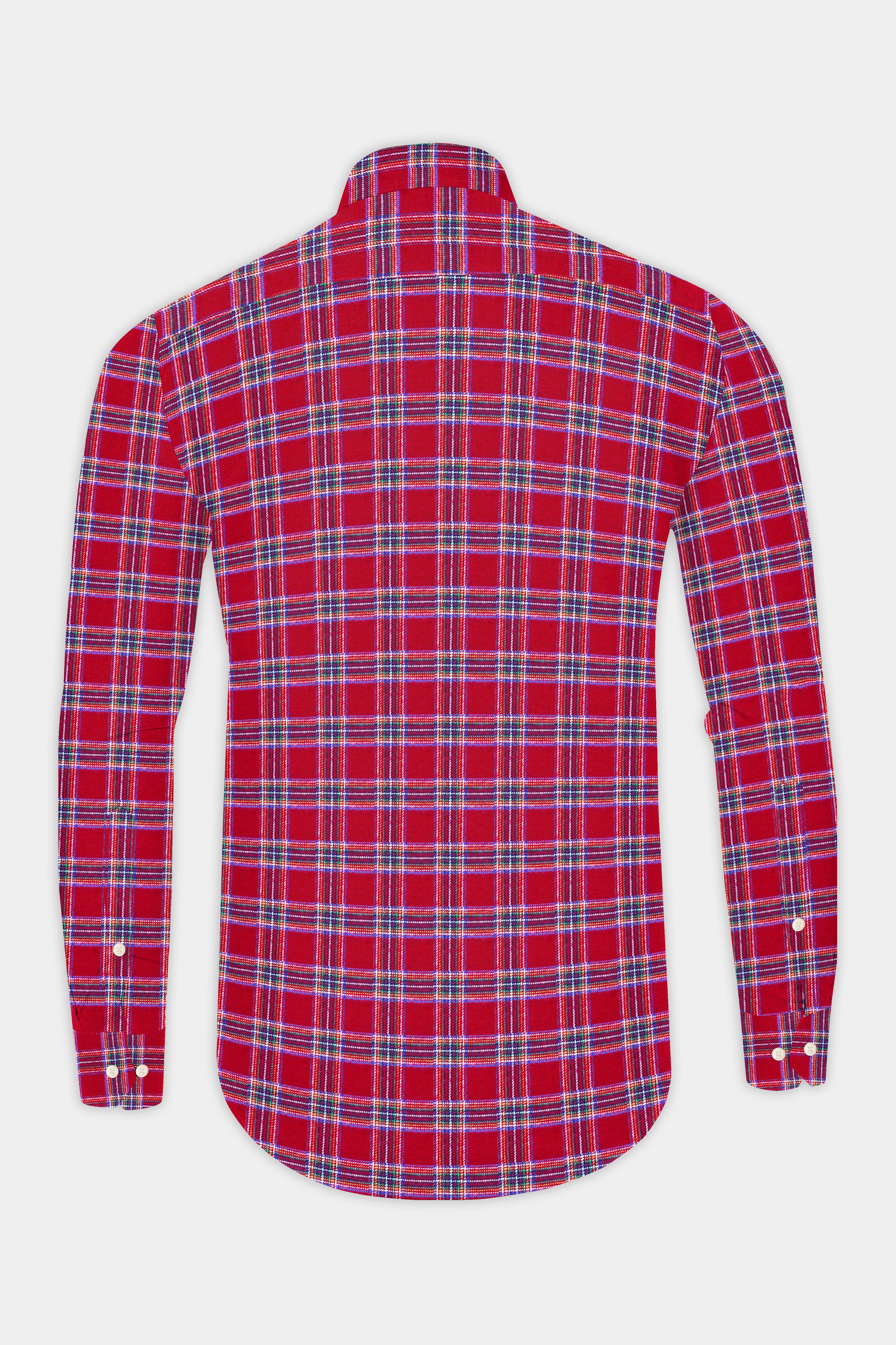 Shiraz Red with Mariner Blue Plaid Flannel Button Down Shirt