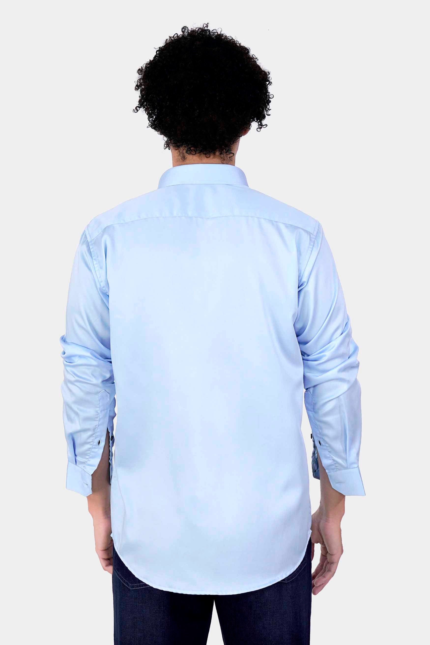 Blizzard Blue Subtle Sheen Super Soft Premium Cotton Shirt
