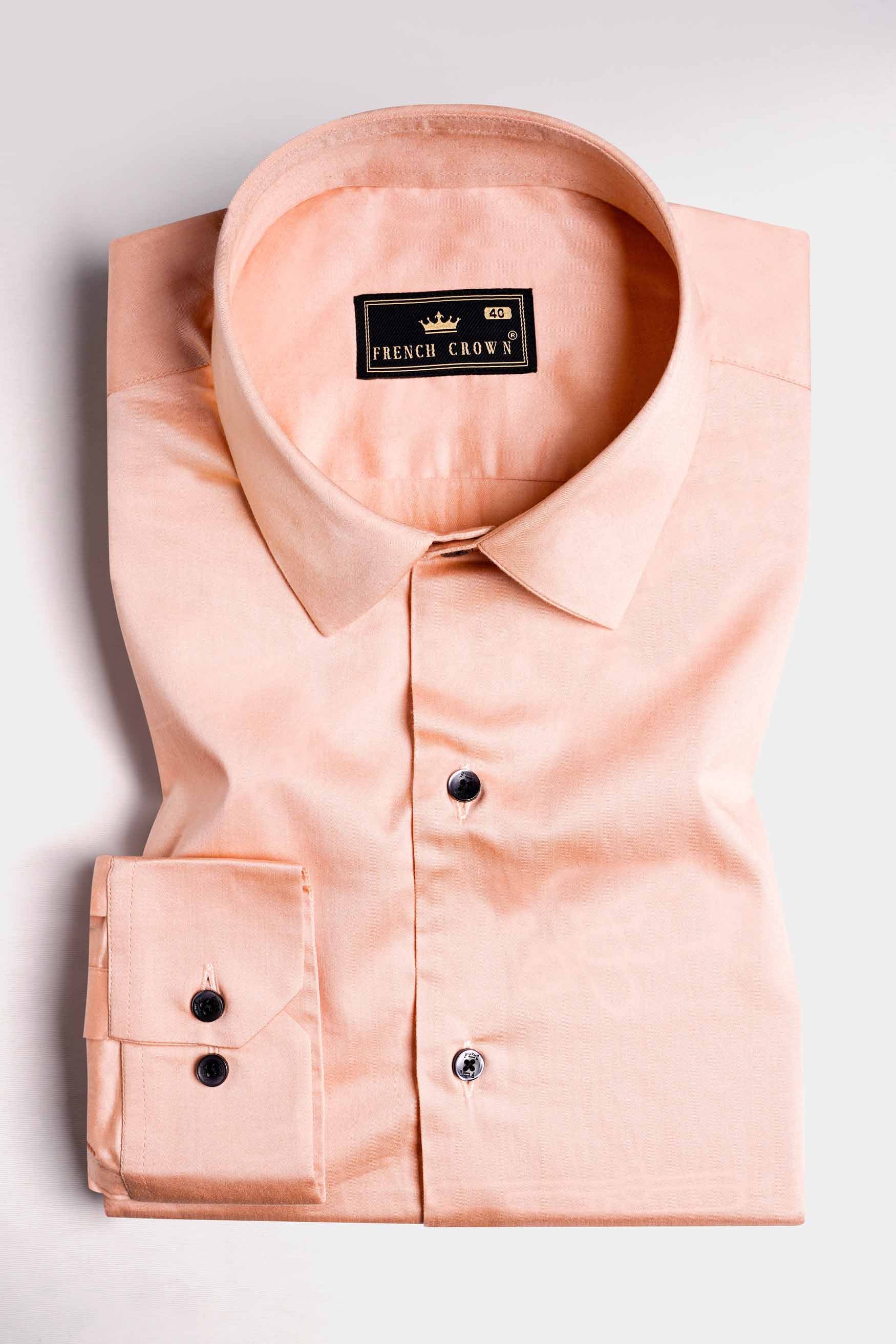 Apricot Peach Subtle Sheen Super Soft Premium Cotton Shirt Without Pocket