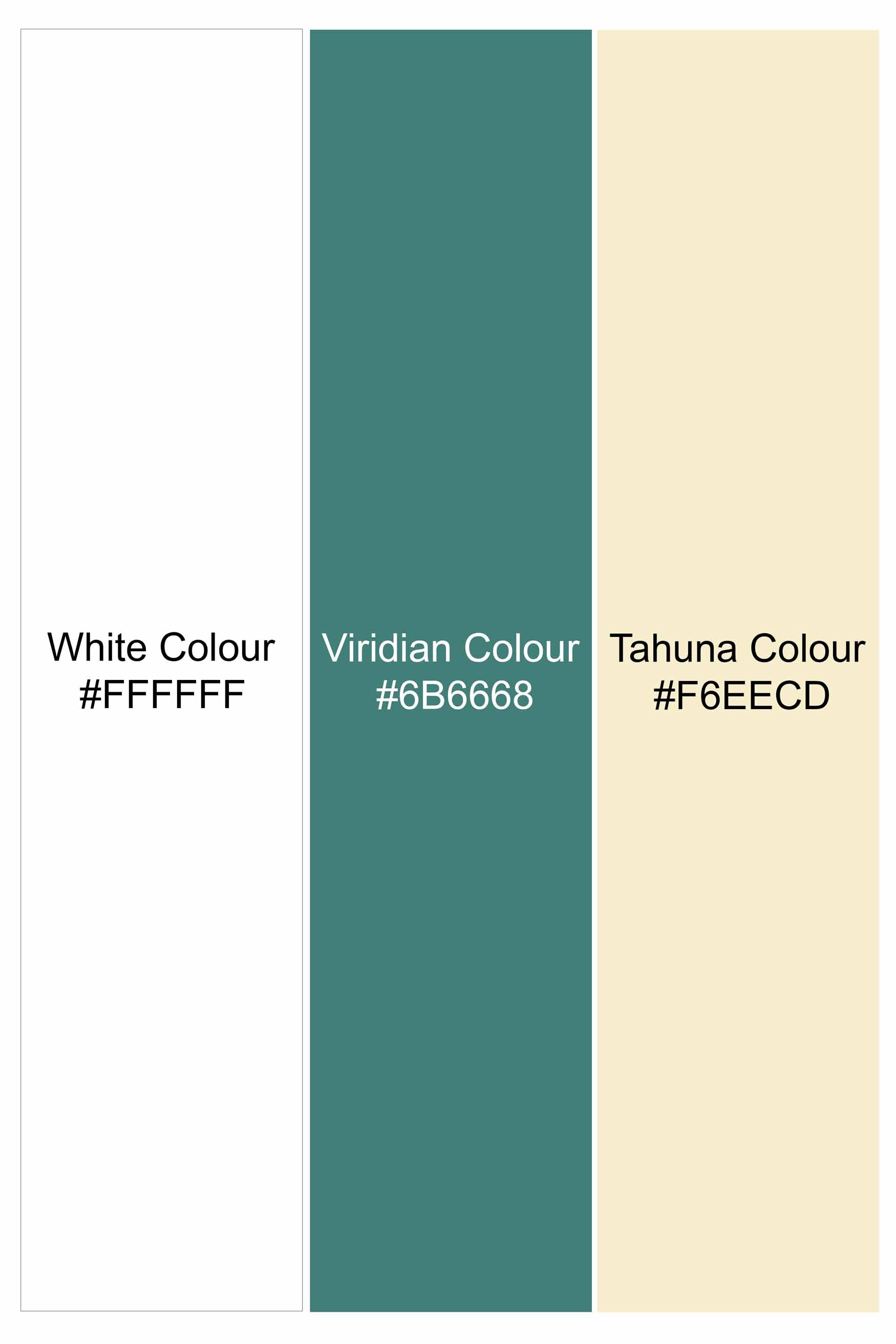 Viridian Green with White and Tahuna Brown Luxurious Linen Kurta Shirt