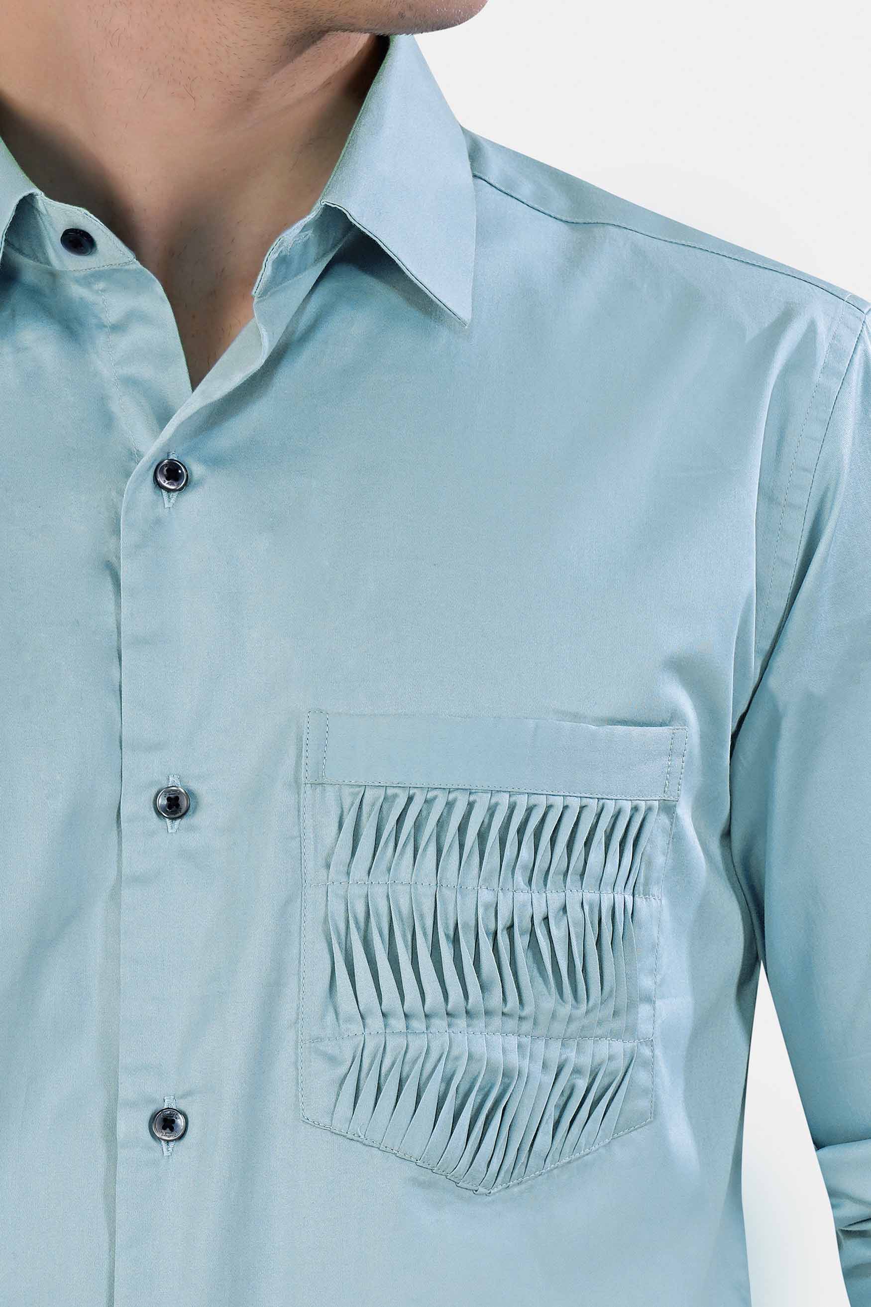 Frost Blue Super Soft Premium Cotton Designer Shirt with Pleated Pocket