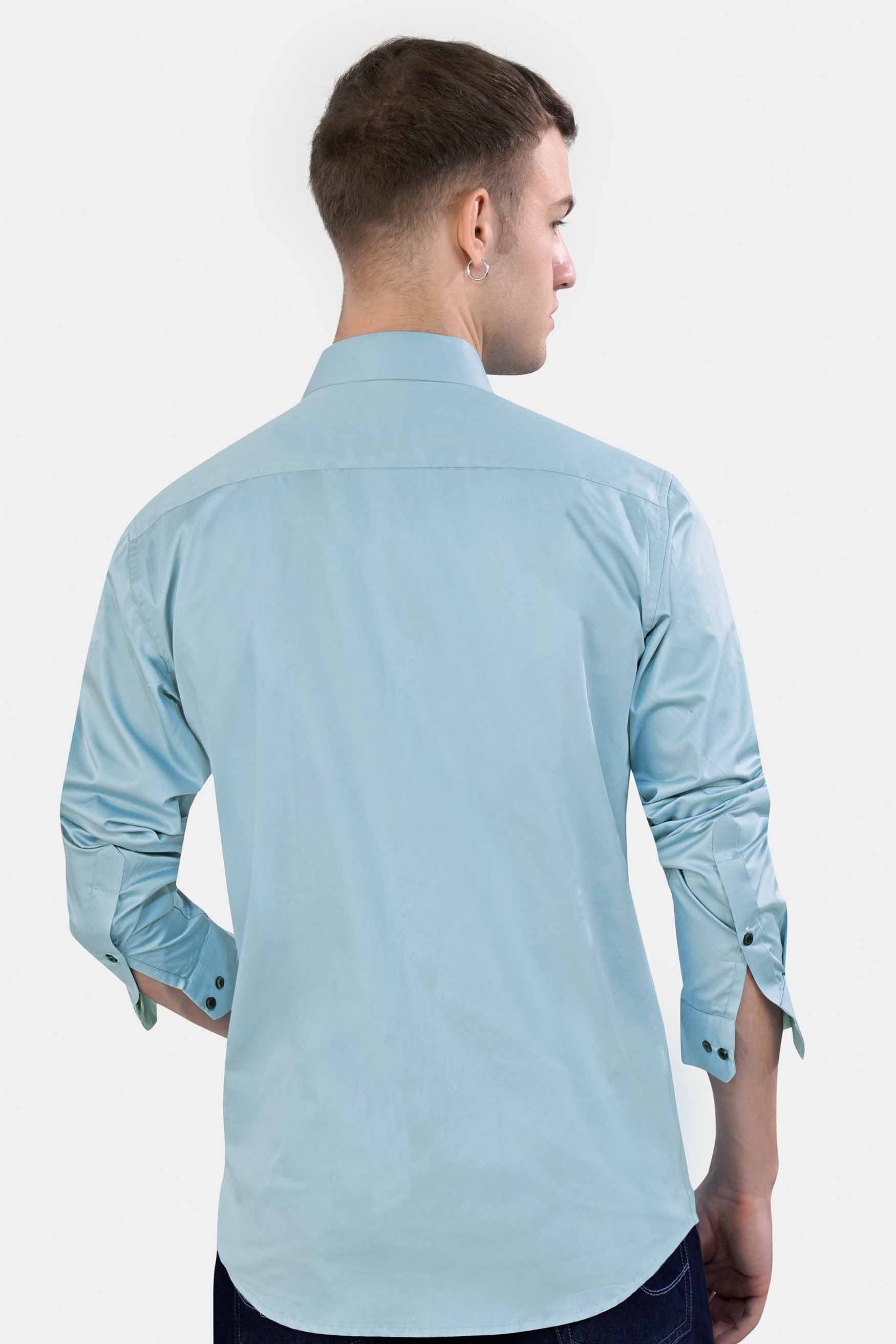 Frost Blue Super Soft Premium Cotton Designer Shirt with Pleated Pocket