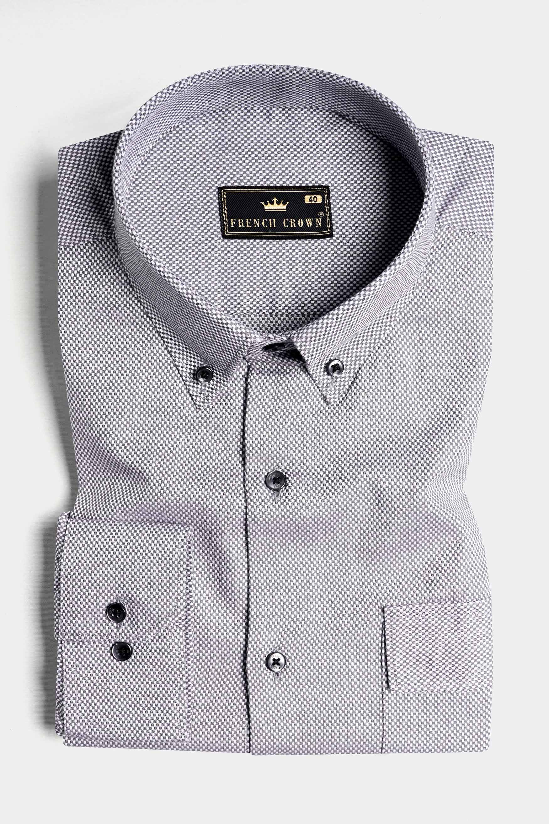 Oslo Gray Dobby Textured Premium Giza Cotton Designer Shirt