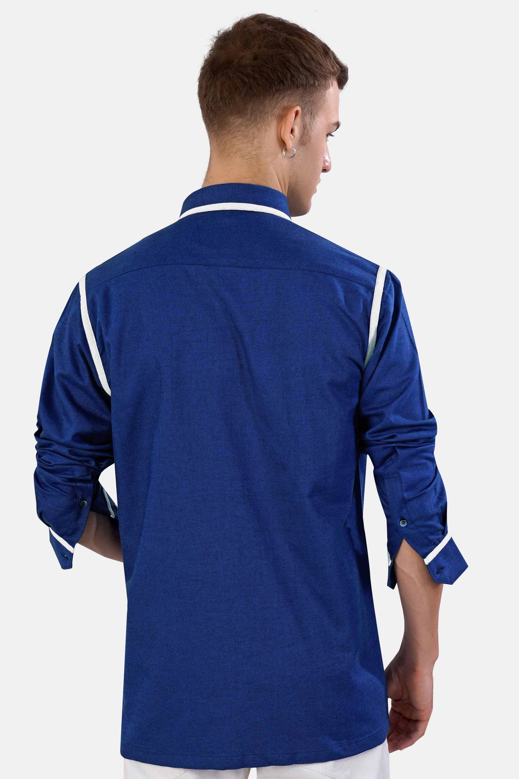 Marine Blue Flannel Designer Shirt