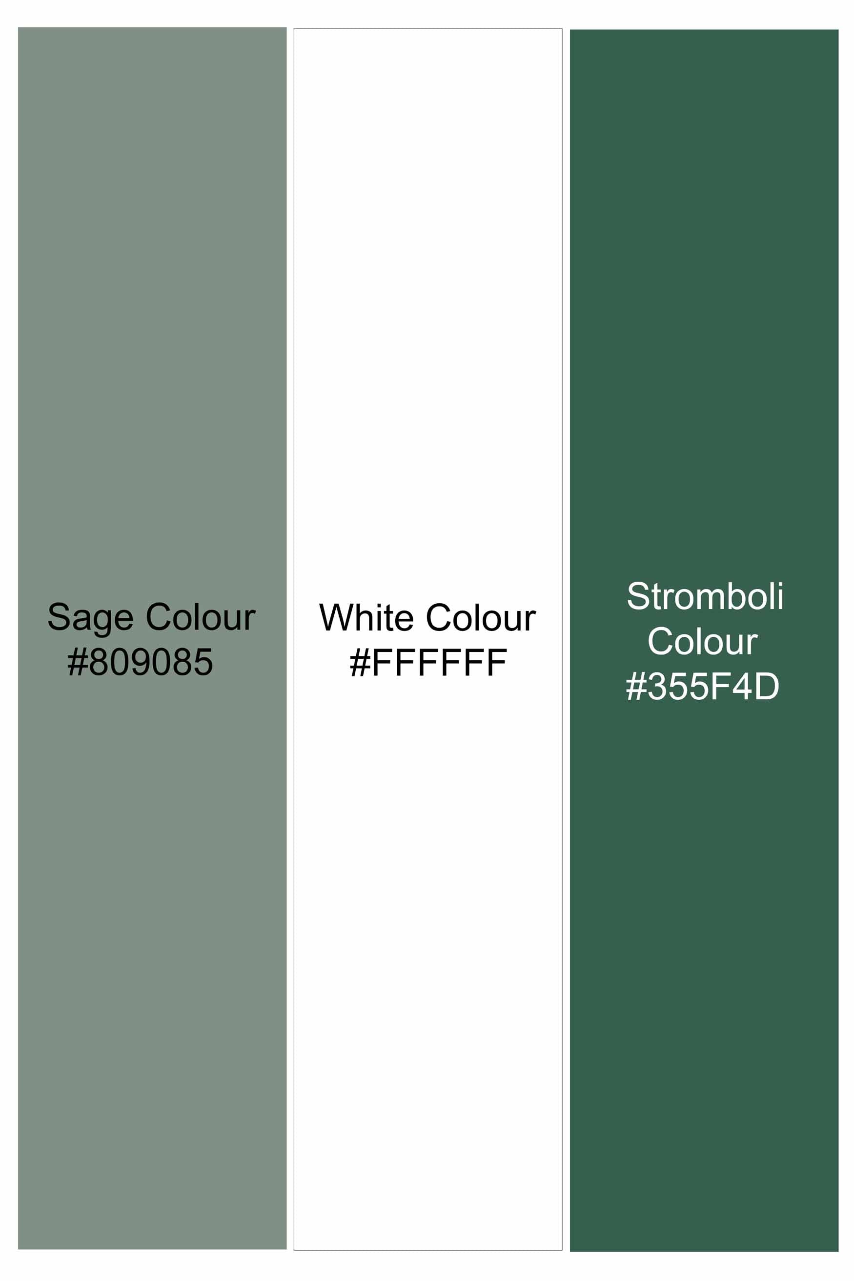 Sage Green and White Striped Premium Tencel Shirt