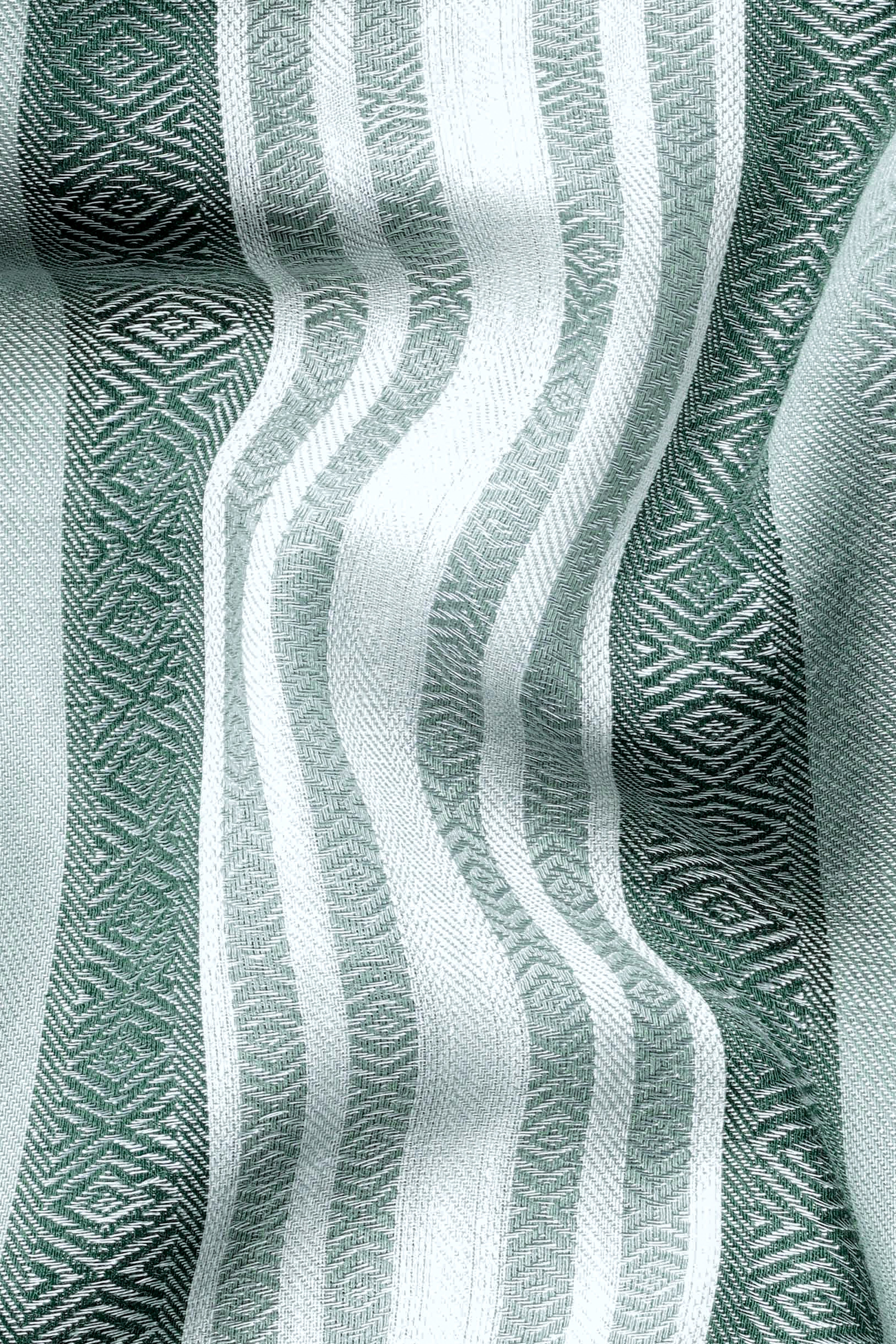 Sage Green and White Striped Premium Tencel Shirt