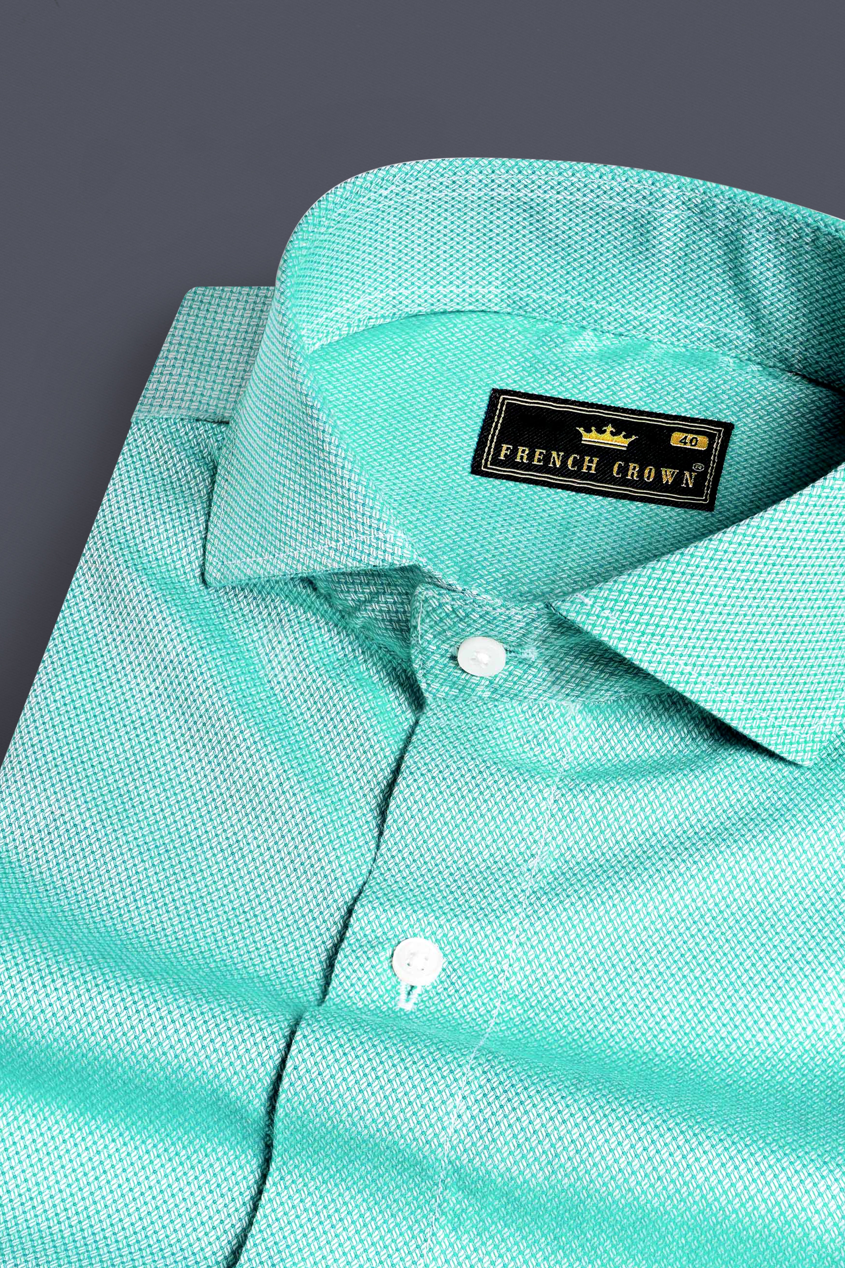 Aqua Blue Dobby Textured Premium Giza Cotton Shirt