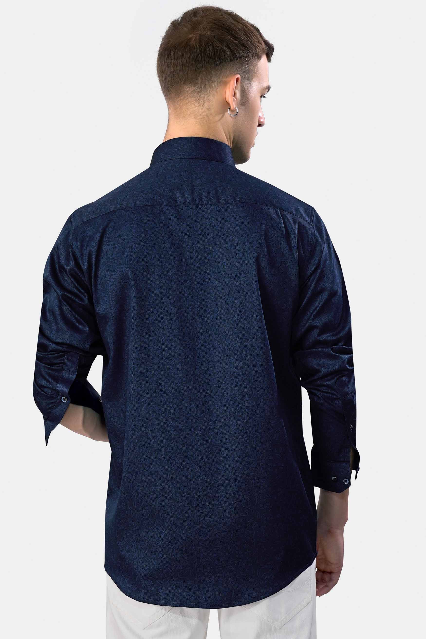 Prussian Blue Subtle Printed Super Soft Premium Cotton Shirt