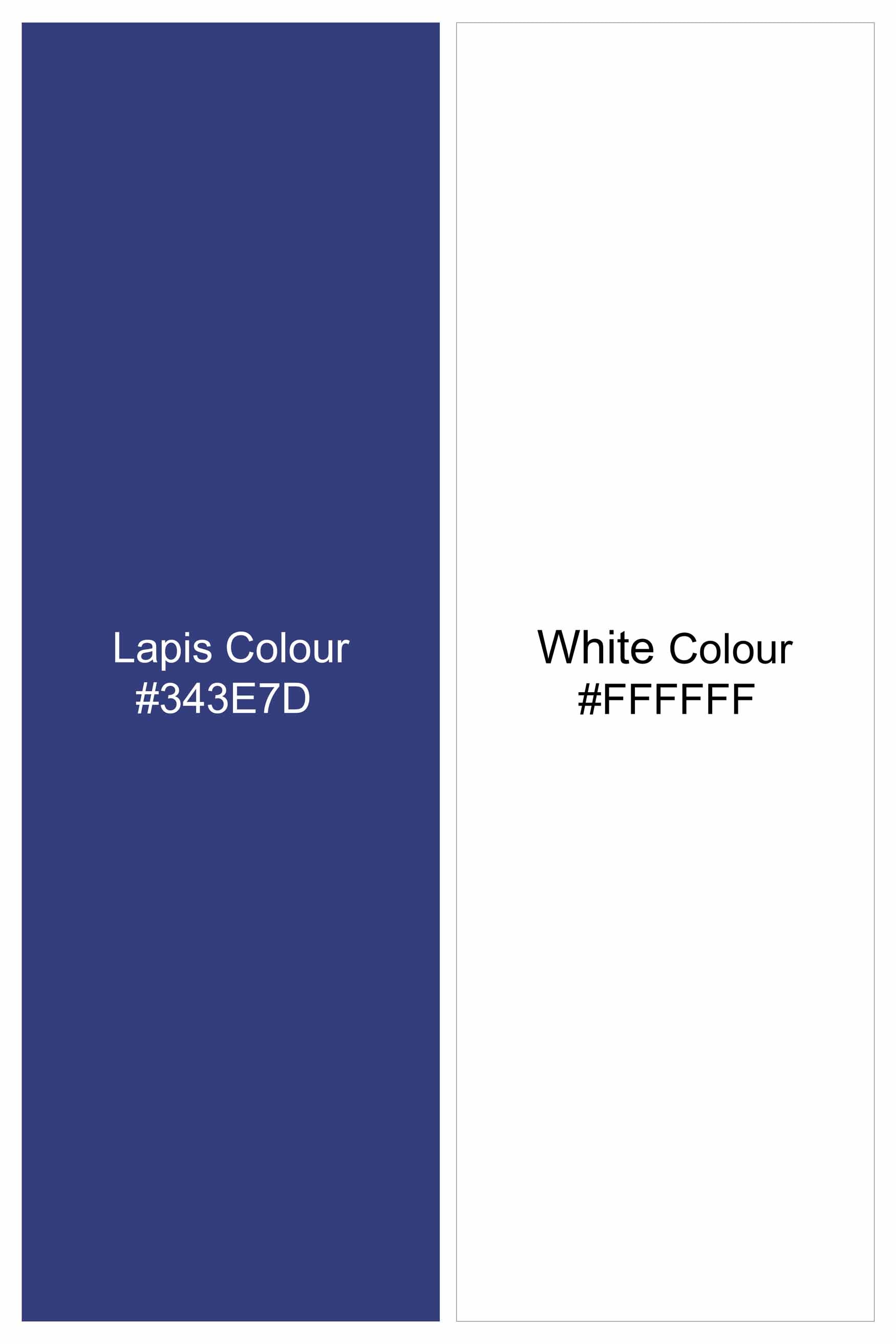 Lapis Blue and White Dotted Subtle Sheen Super Soft Premium Cotton Designer Shirt