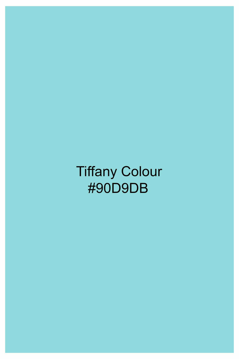 Tiffany Blue with White Cuffs and Collar Dobby Textured Premium Giza Cotton Shirt