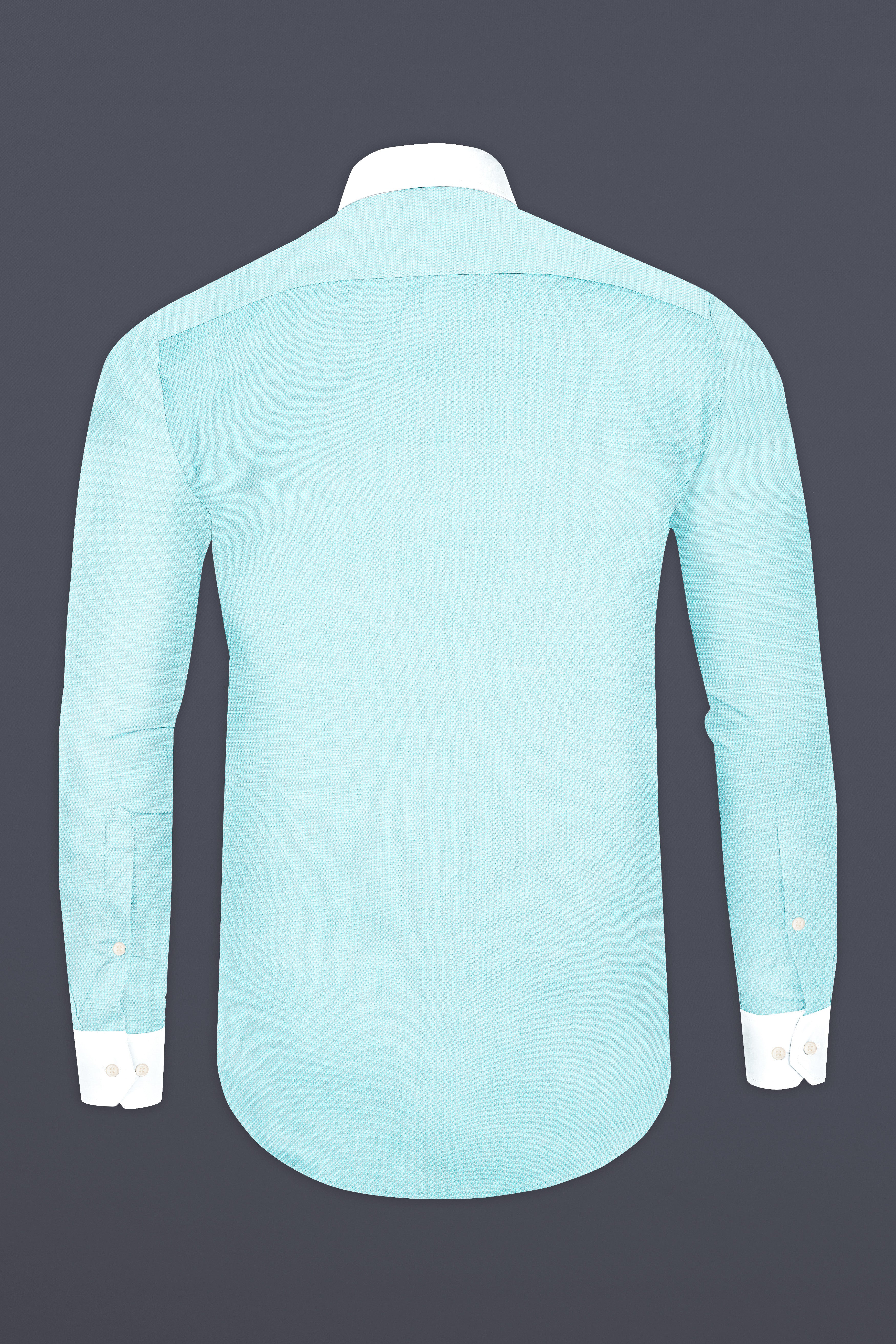 Tiffany Blue with White Cuffs and Collar Dobby Textured Premium Giza Cotton Shirt