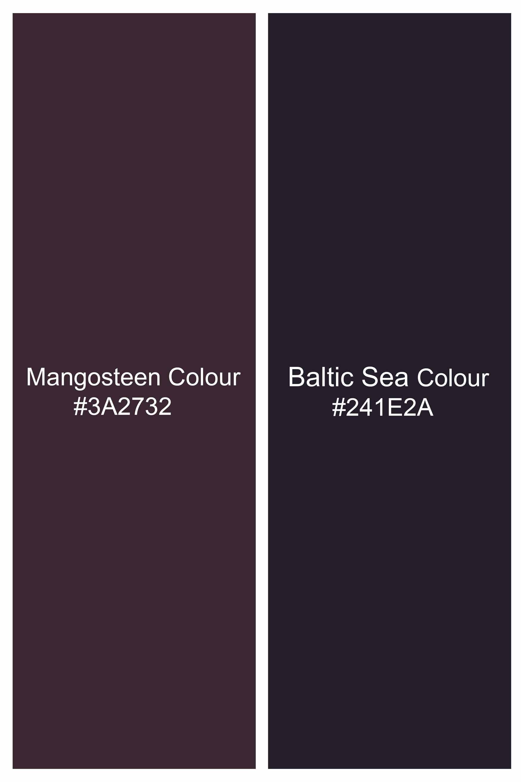 Mangosteen and Baltic Sea Purple Checkered Dobby Textured Premium Giza Cotton Shirt
