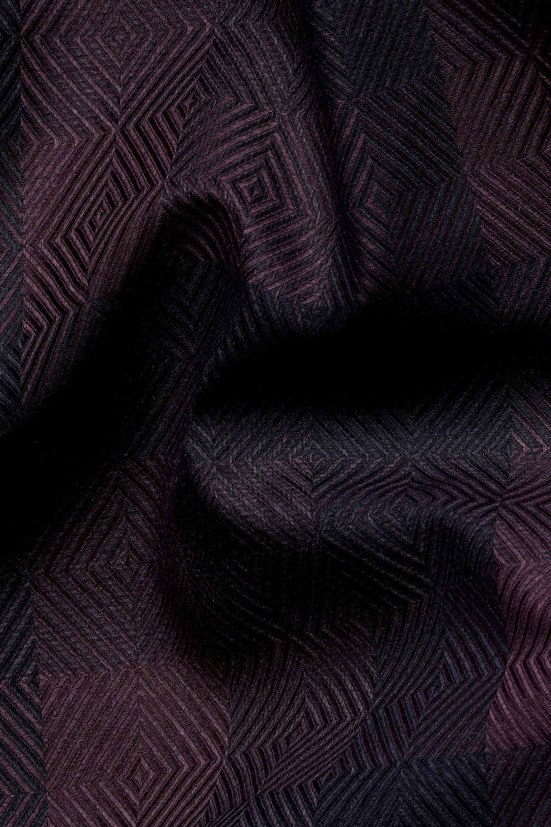 Mangosteen and Baltic Sea Purple Checkered Dobby Textured Premium Giza Cotton Shirt