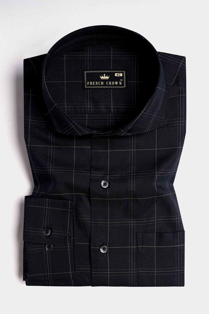 Jade Black Twill Plaid Premium Cotton Shirt