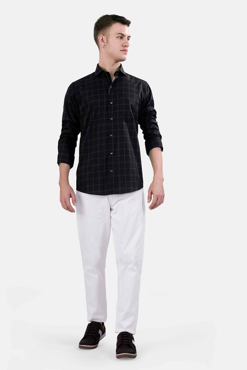 Jade Black Twill Plaid Premium Cotton Shirt