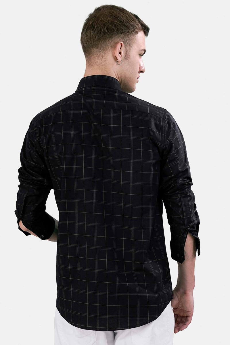 Jade Black Twill Plaid Premium Cotton Shirt