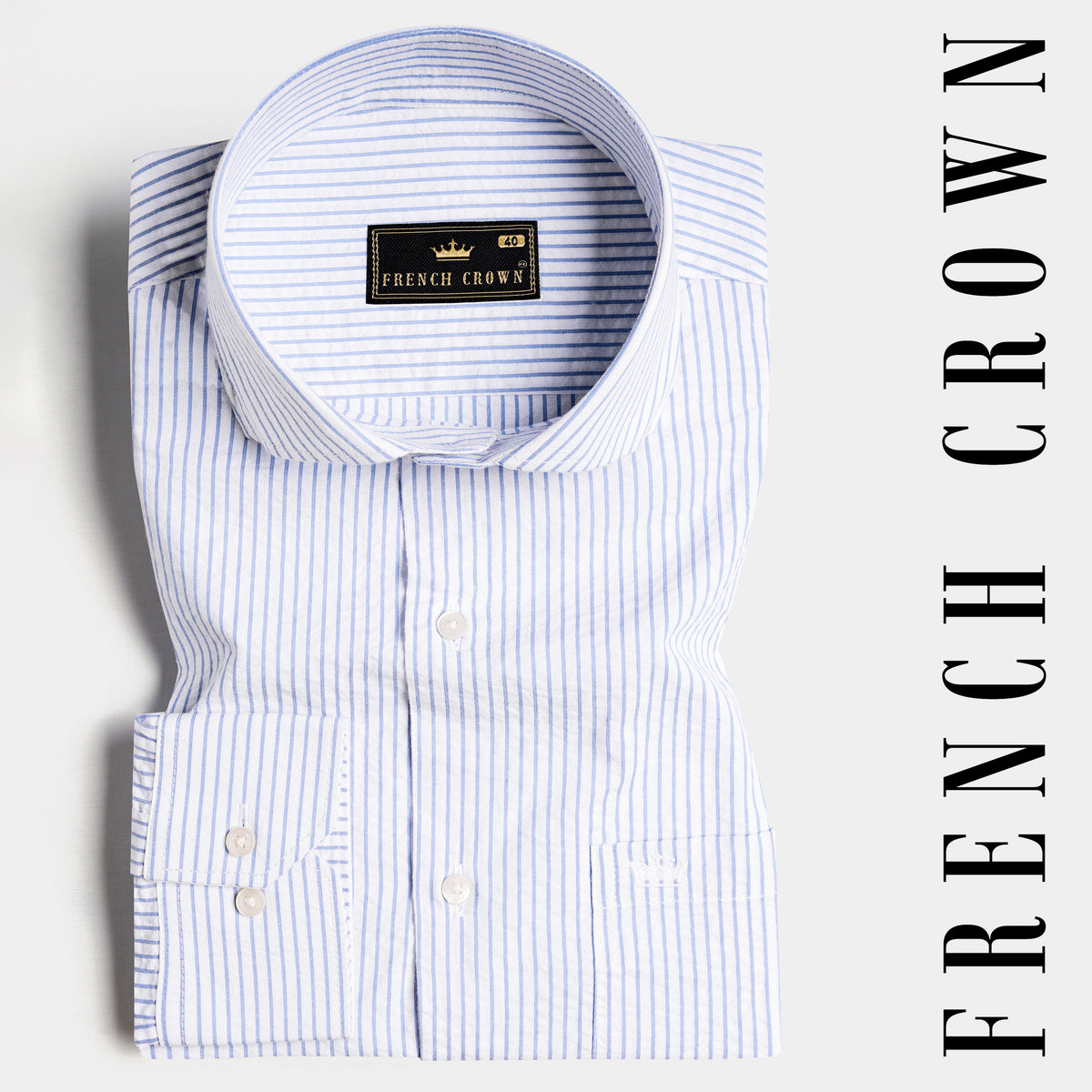 Chitwode Chetwode Blue and White Formal Stripes Premium Cotton Shirt For Men