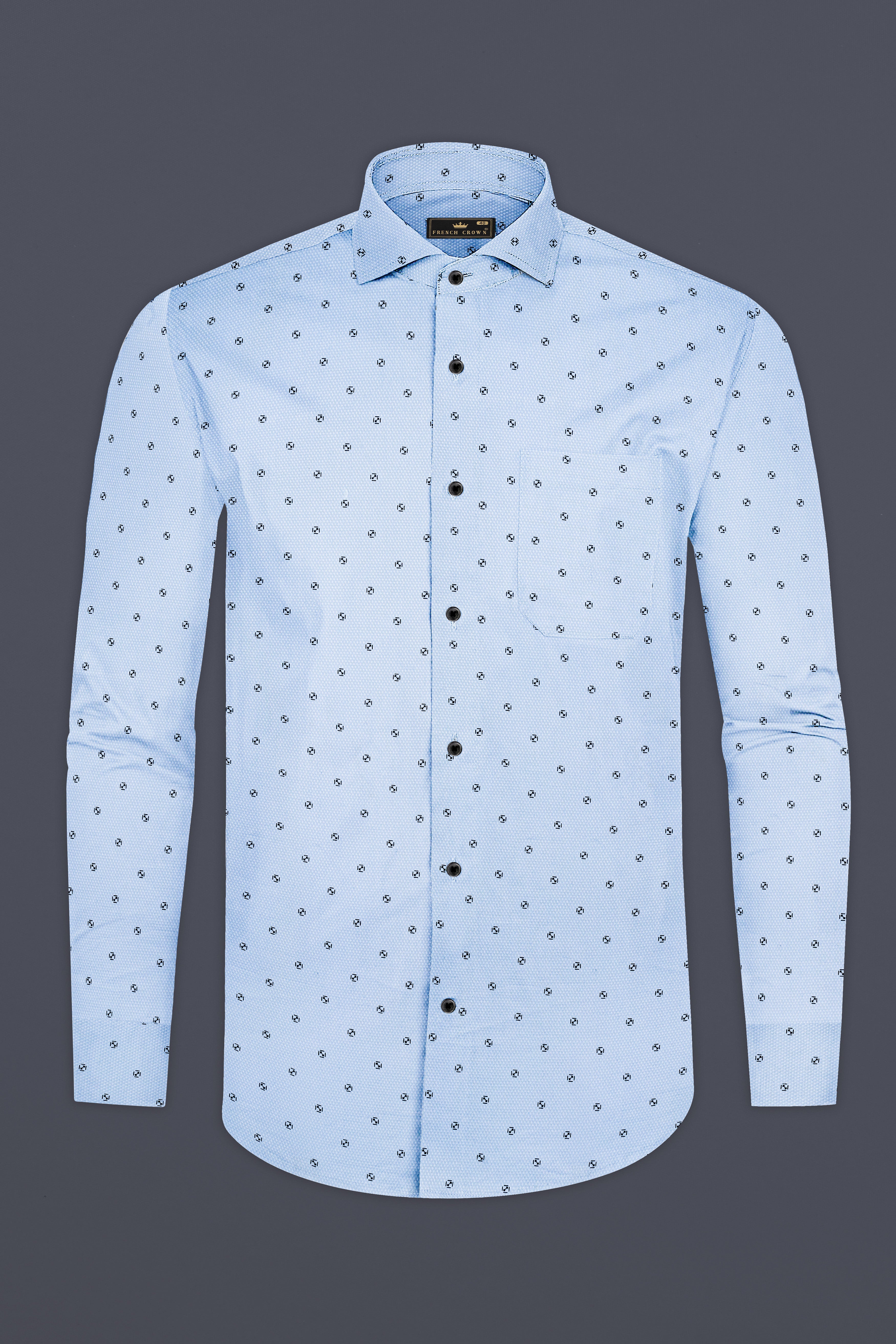 Carolina Blue Dobby Textured Premium Giza Cotton Shirt