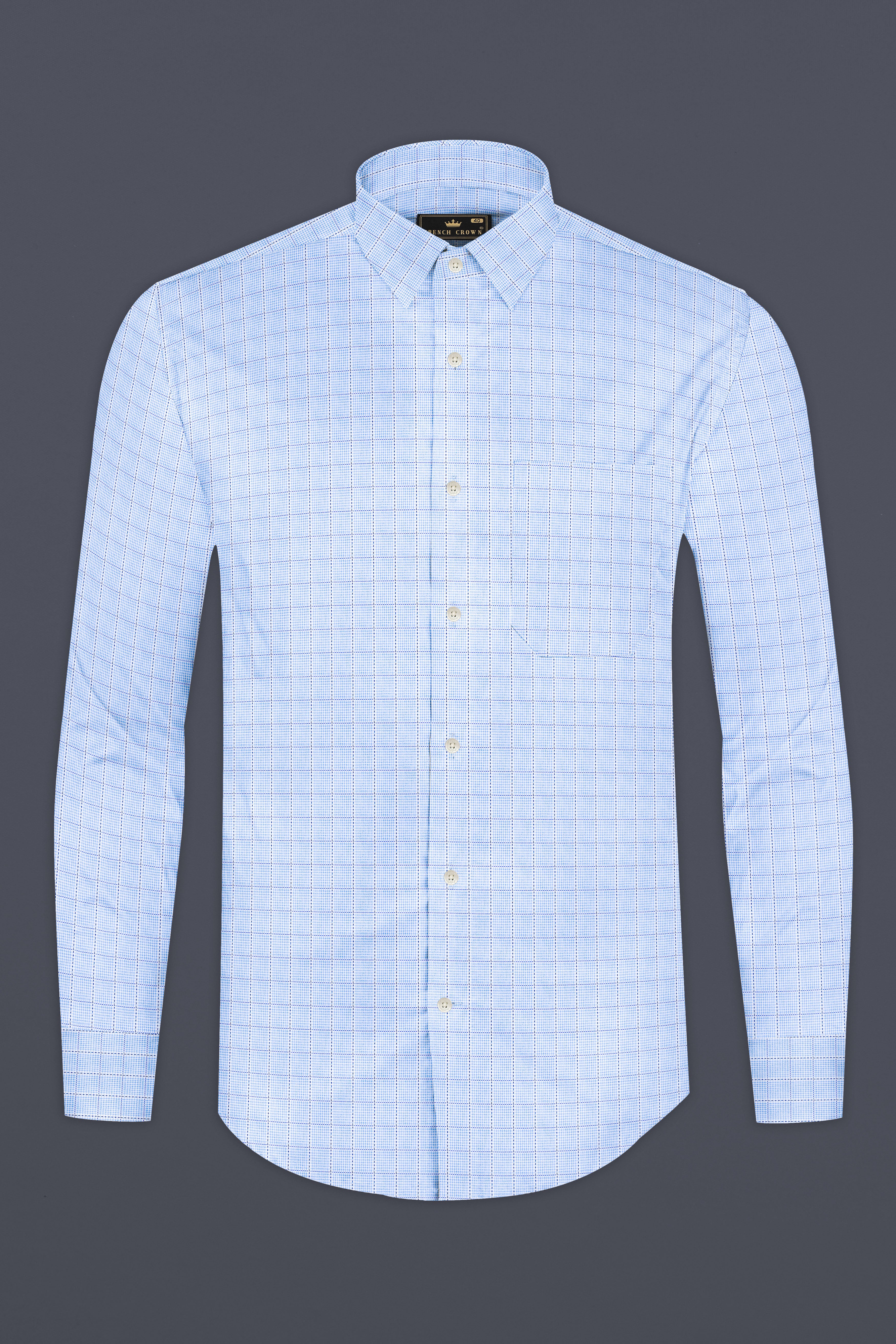 Carolina Blue Checkered Dobby Textured Premium Giza Cotton Shirt