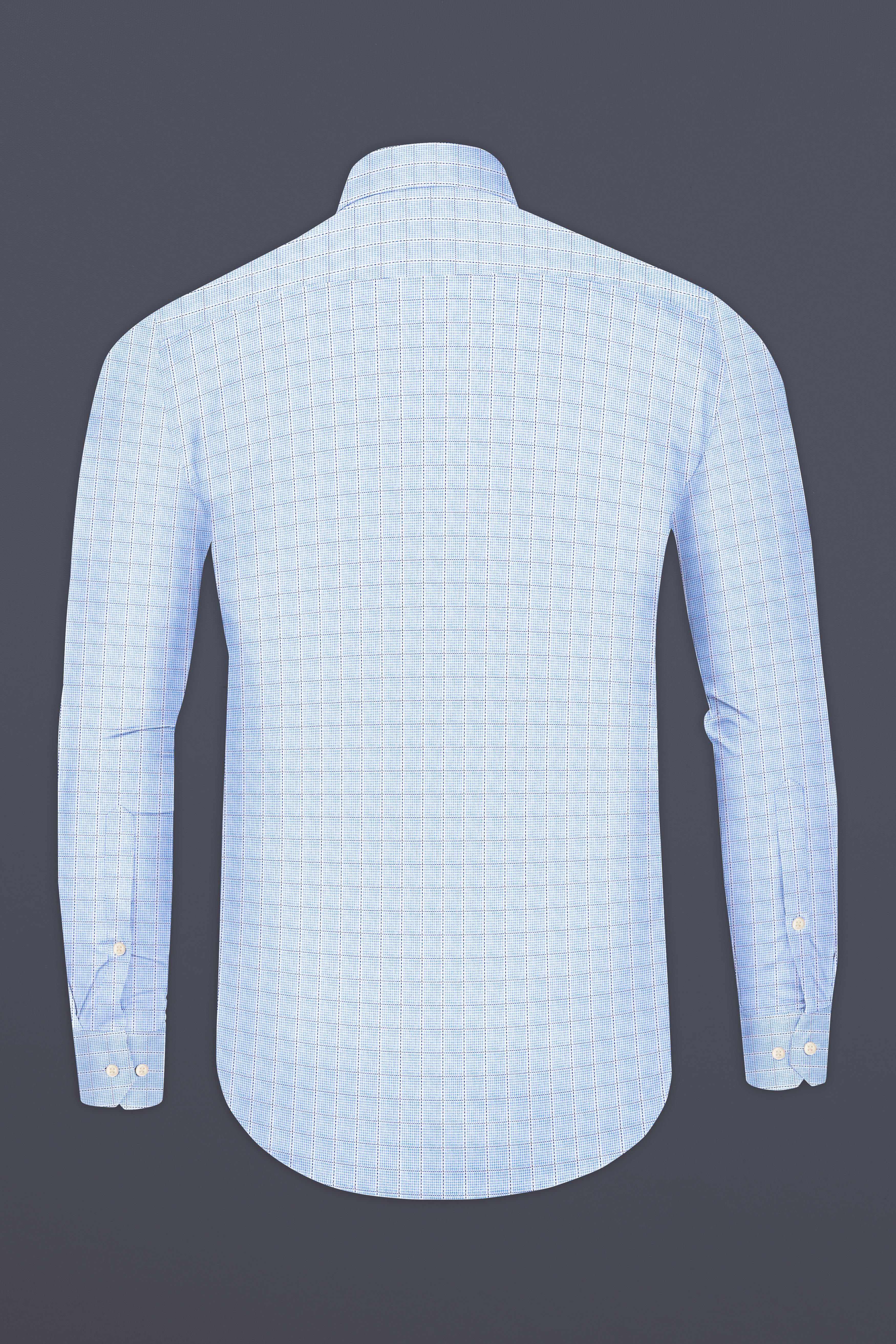 Carolina Blue Checkered Dobby Textured Premium Giza Cotton Shirt