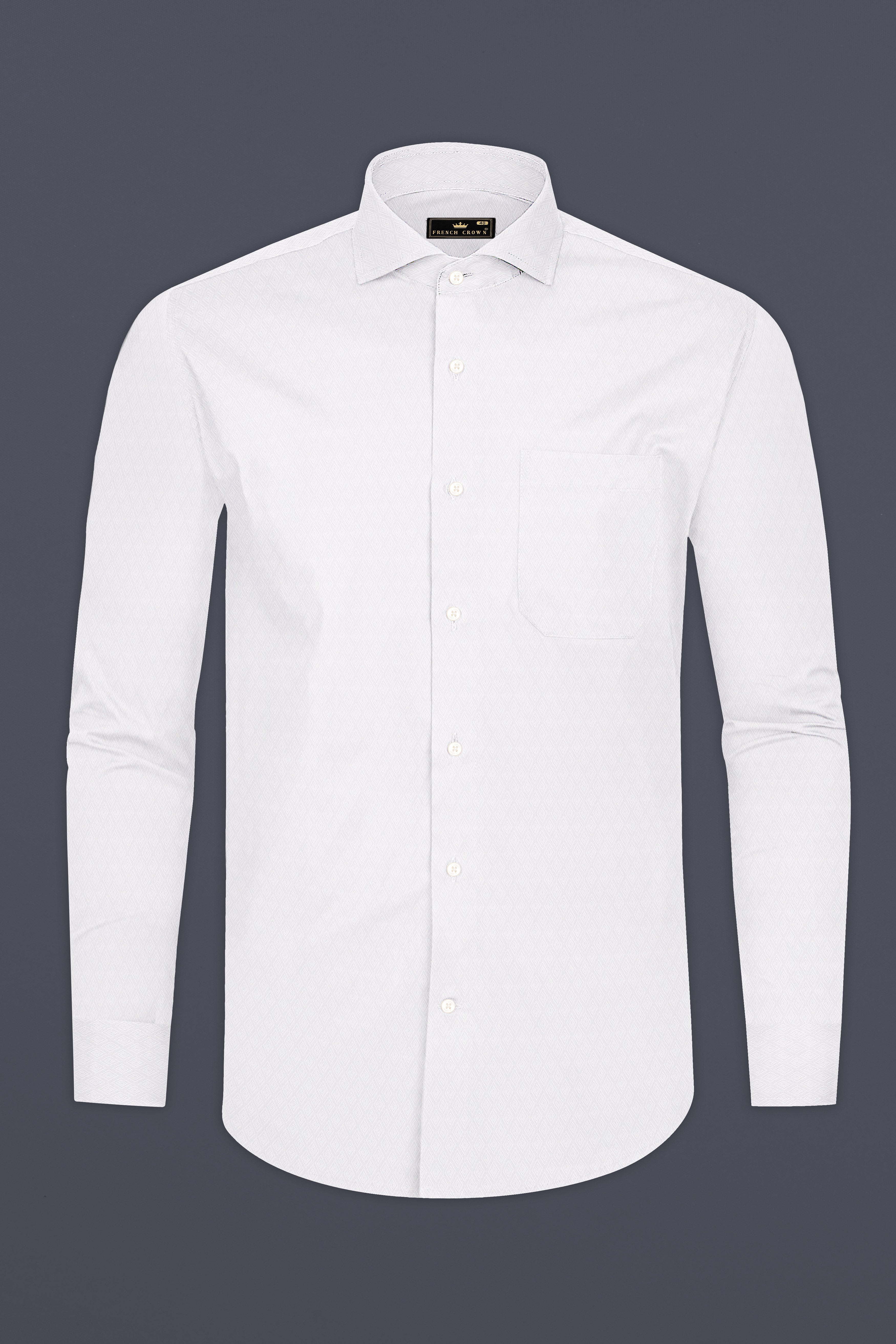 Bright White Jacquard Textured Premium Giza Cotton Shirt