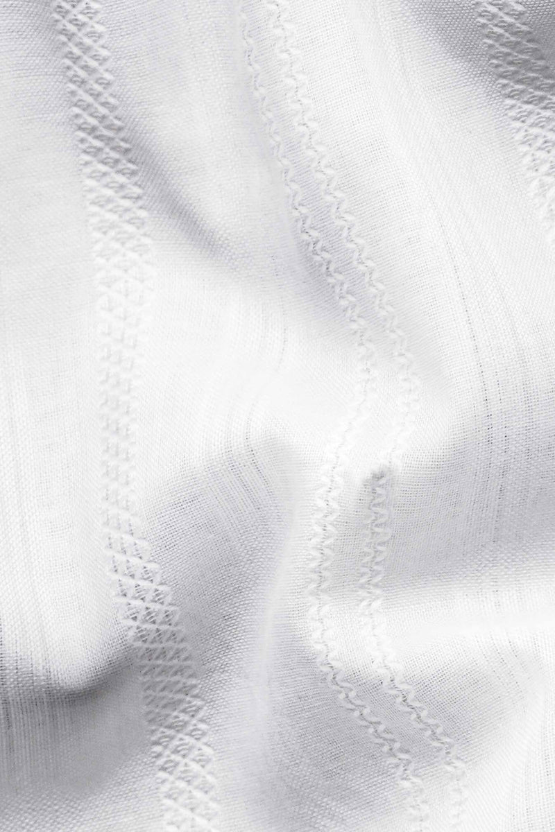 Bright White Dobby Textured Premium Giza Cotton Designer Shirt