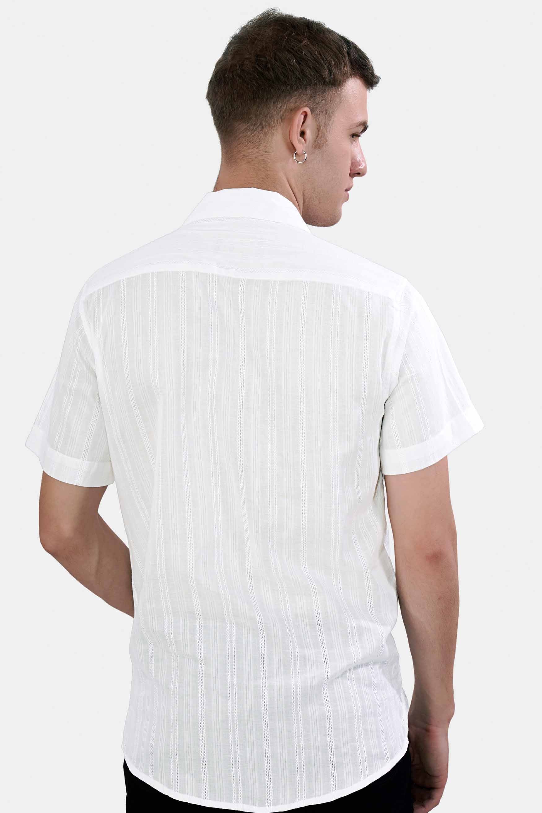 Bright White Dobby Textured Premium Giza Cotton Designer Shirt